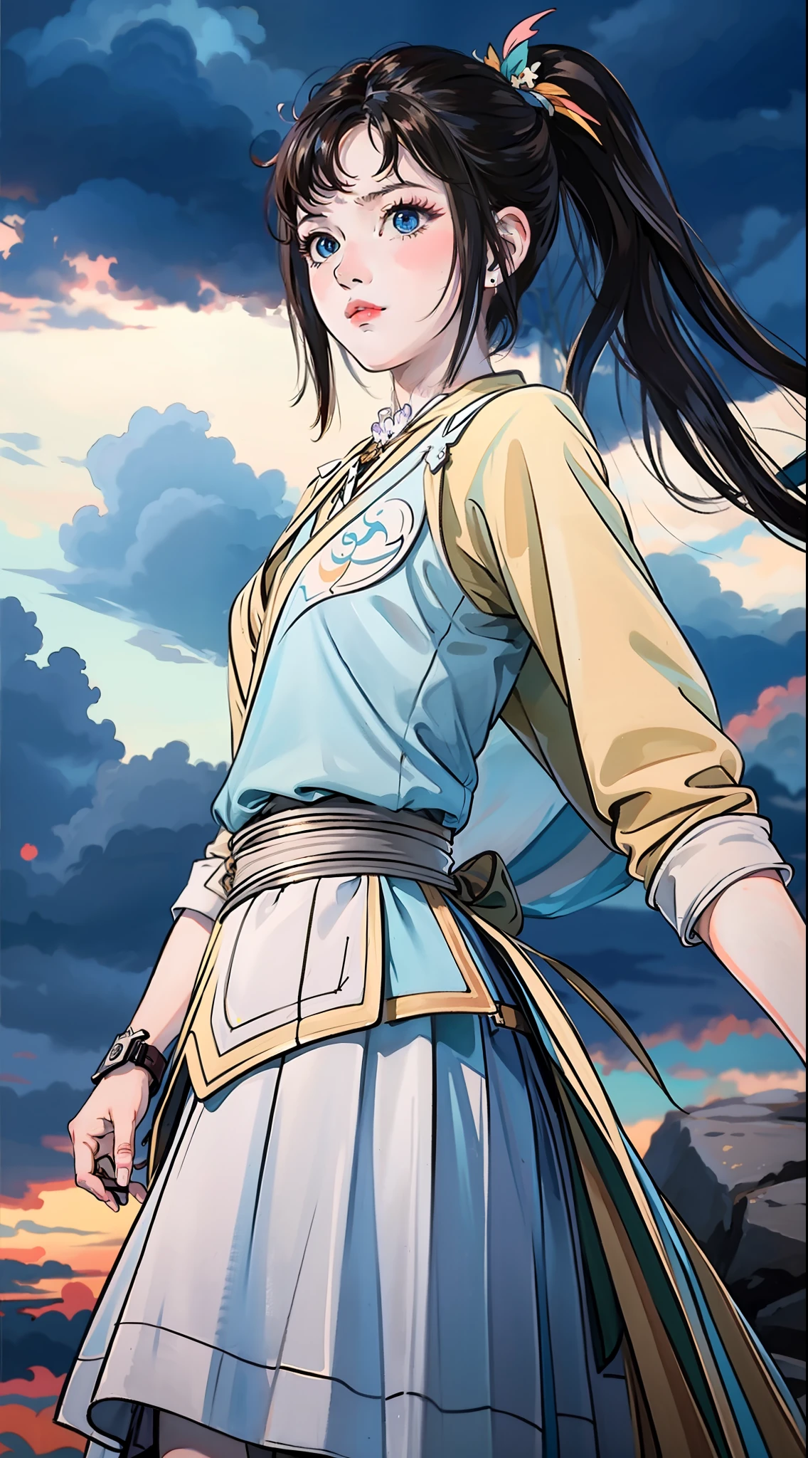 masterpiece,best quality,1girl, heterochromia,cowboy shot, dynamic pose, dynamic angle