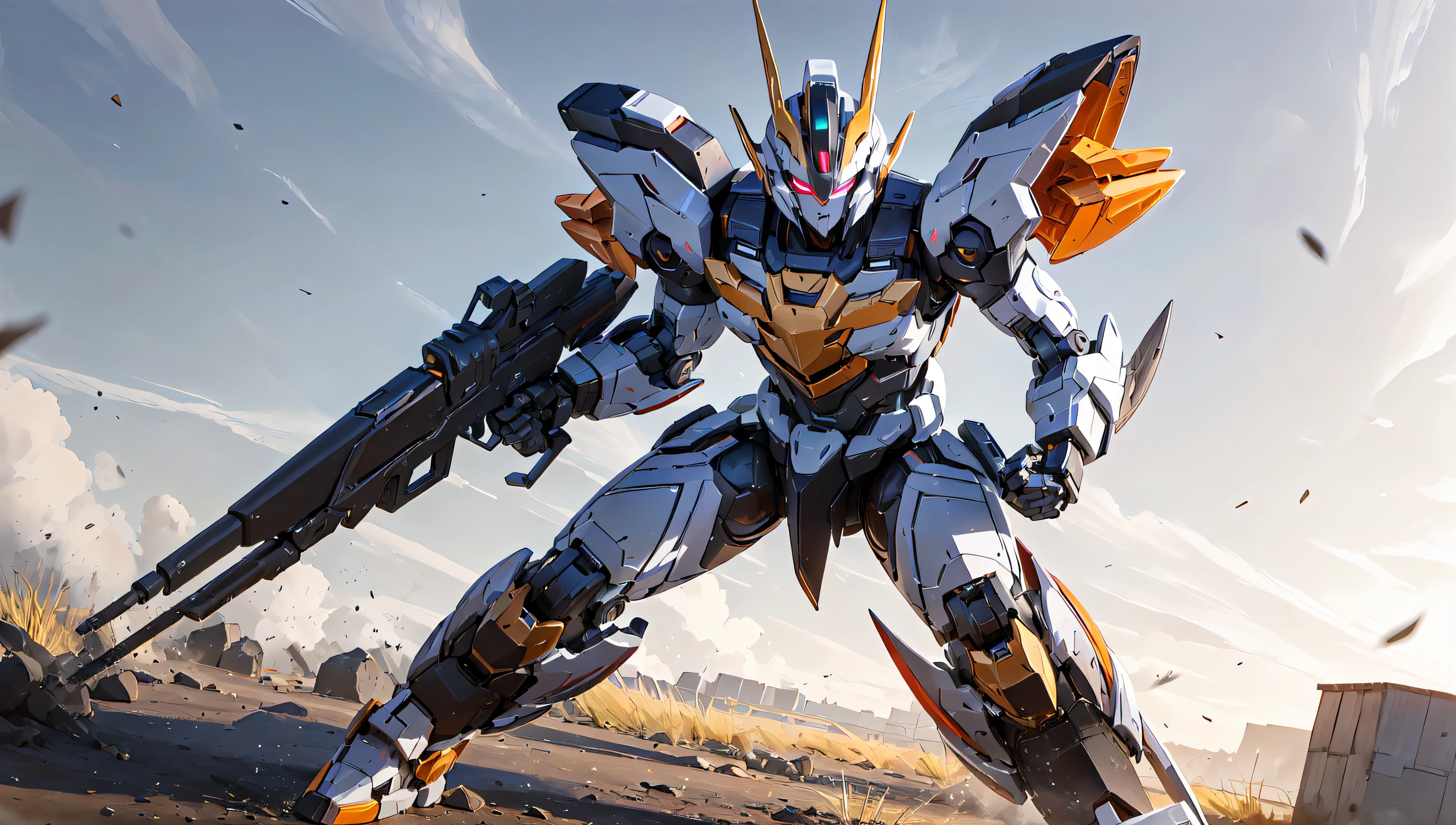 ((masterpiece)), a (((robot))) with sleek and menacing design, glowing eyes, full body, highly detailed