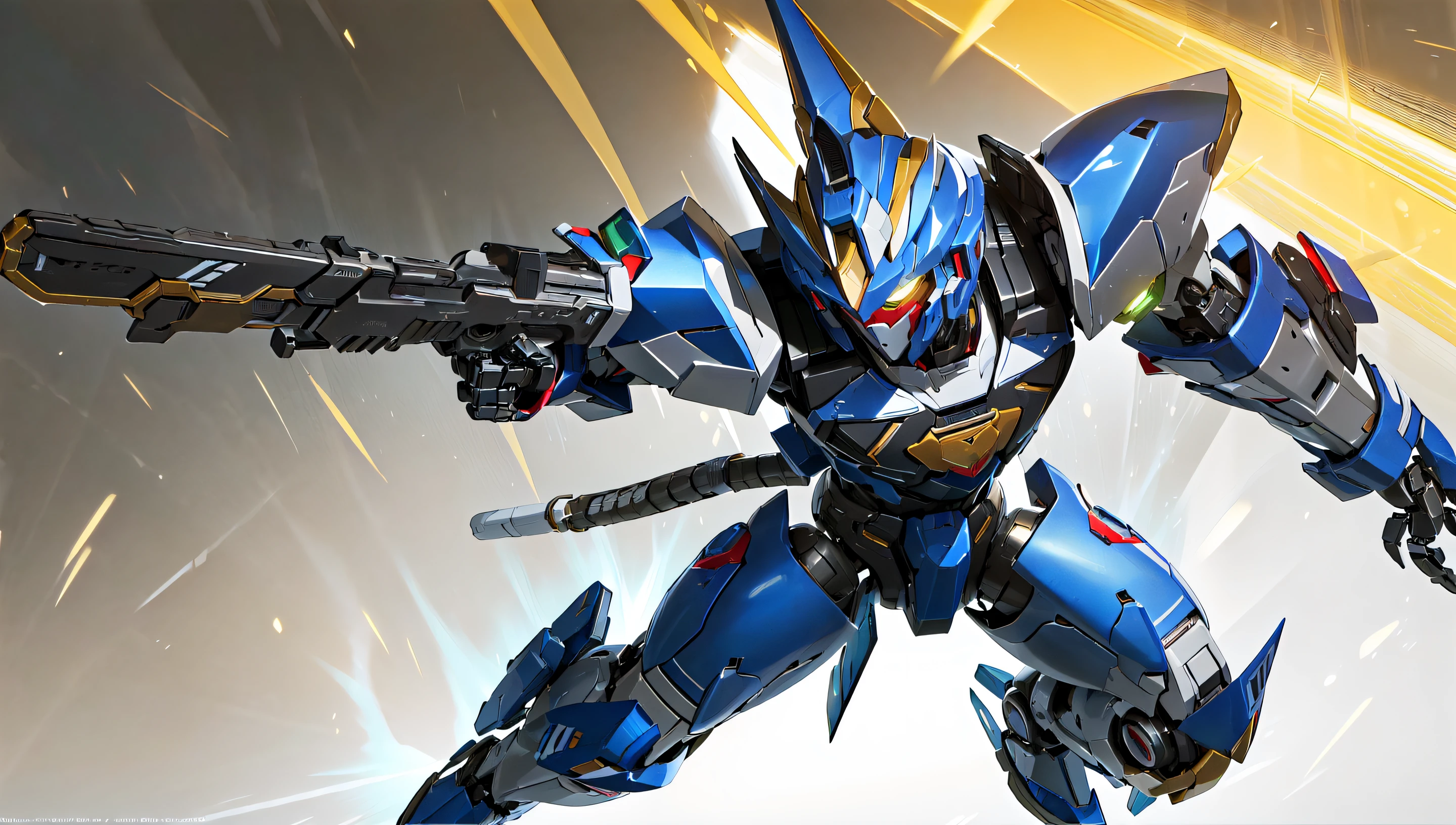 ((masterpiece)), a (((robot))) with sleek and menacing design, glowing eyes, full body, highly detailed