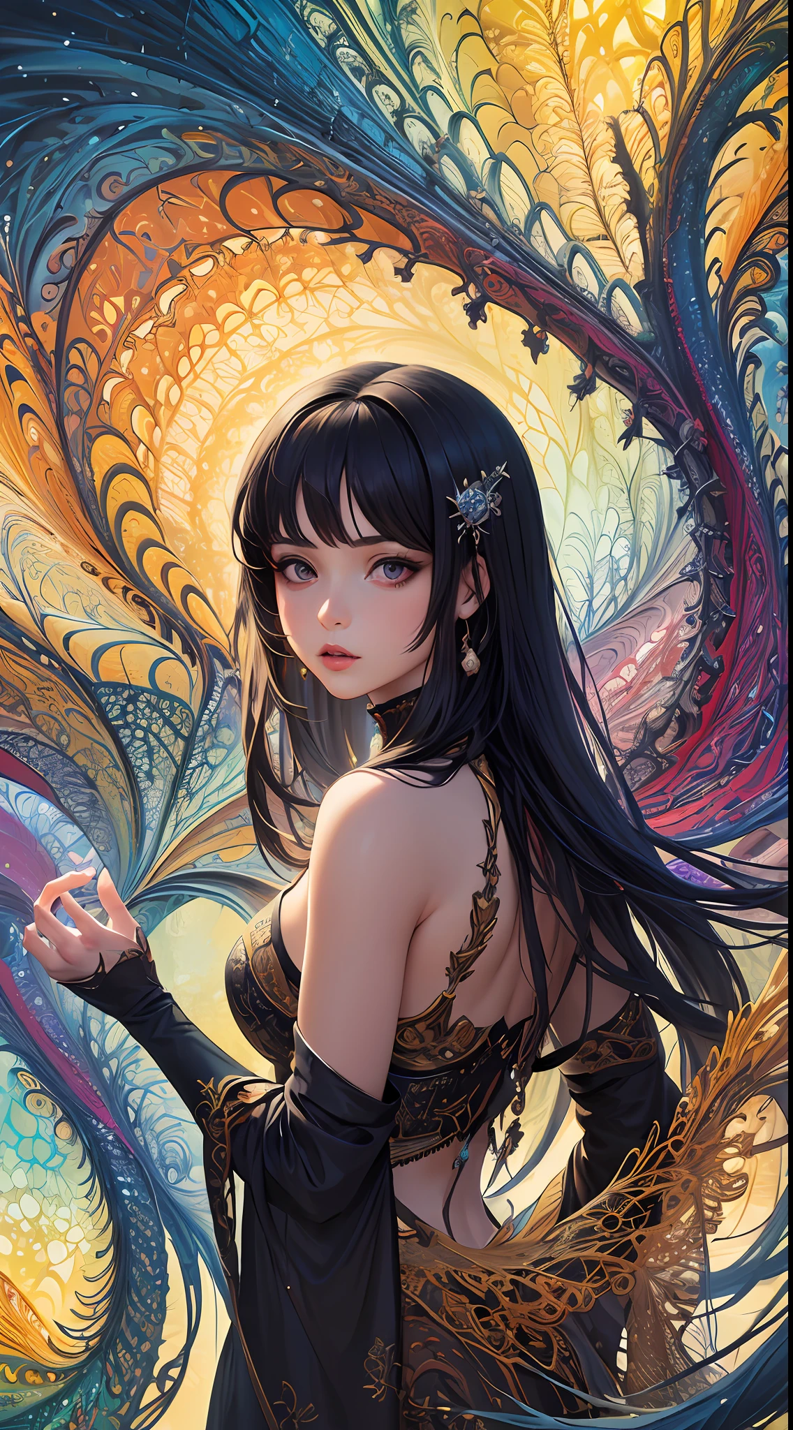 (masterpiece, top quality, best quality, official art, beautiful and aesthetic:1.2), (1girl:1.3), extreme detailed,(fractal art:1.3),colorful,highest detailed