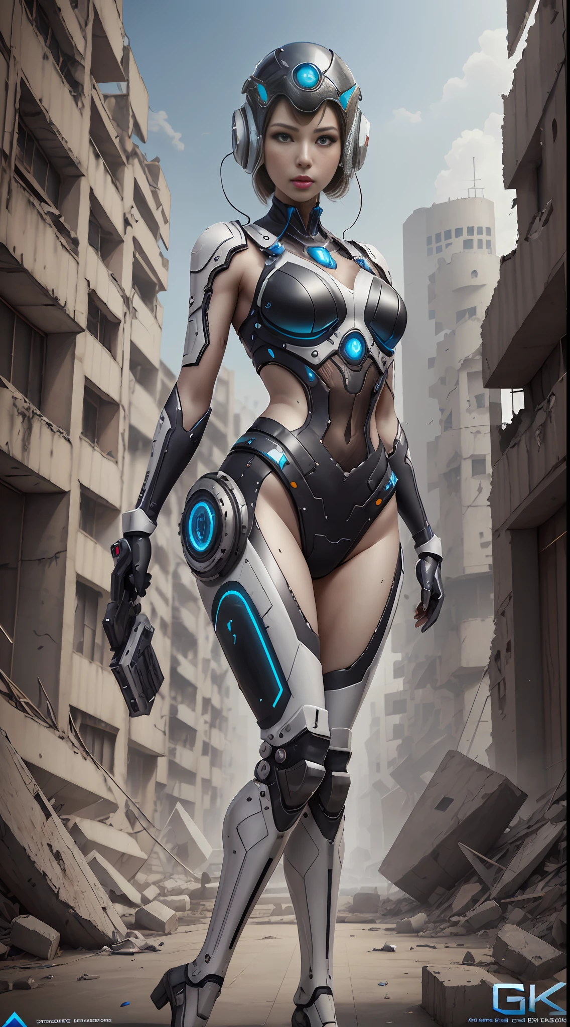 （（（White tech outfit， Futurist Japan））） (mouth:1.16) Balanced eyes, (Best quality details:1.2),Realistic,8K high definition,Ultra-detailded,High quality texture,Intricate details,Detailed texture,finely detailed,High detail, High quality texture CG，Highqualityshadow，Delicate beautiful and delicate face，Delicate beautiful and delicate eyes，depth of view，raytrace，（（最佳质量））， （（masterpaintings））， （Heavily detailed：1.3）， 3D，Beautiful cyberpunk woman in the ruins of a city of forgotten wars，Robotic arm，mechanical leg，Electromagnetic guns， Ancient technology，High-tech tactical helmet。