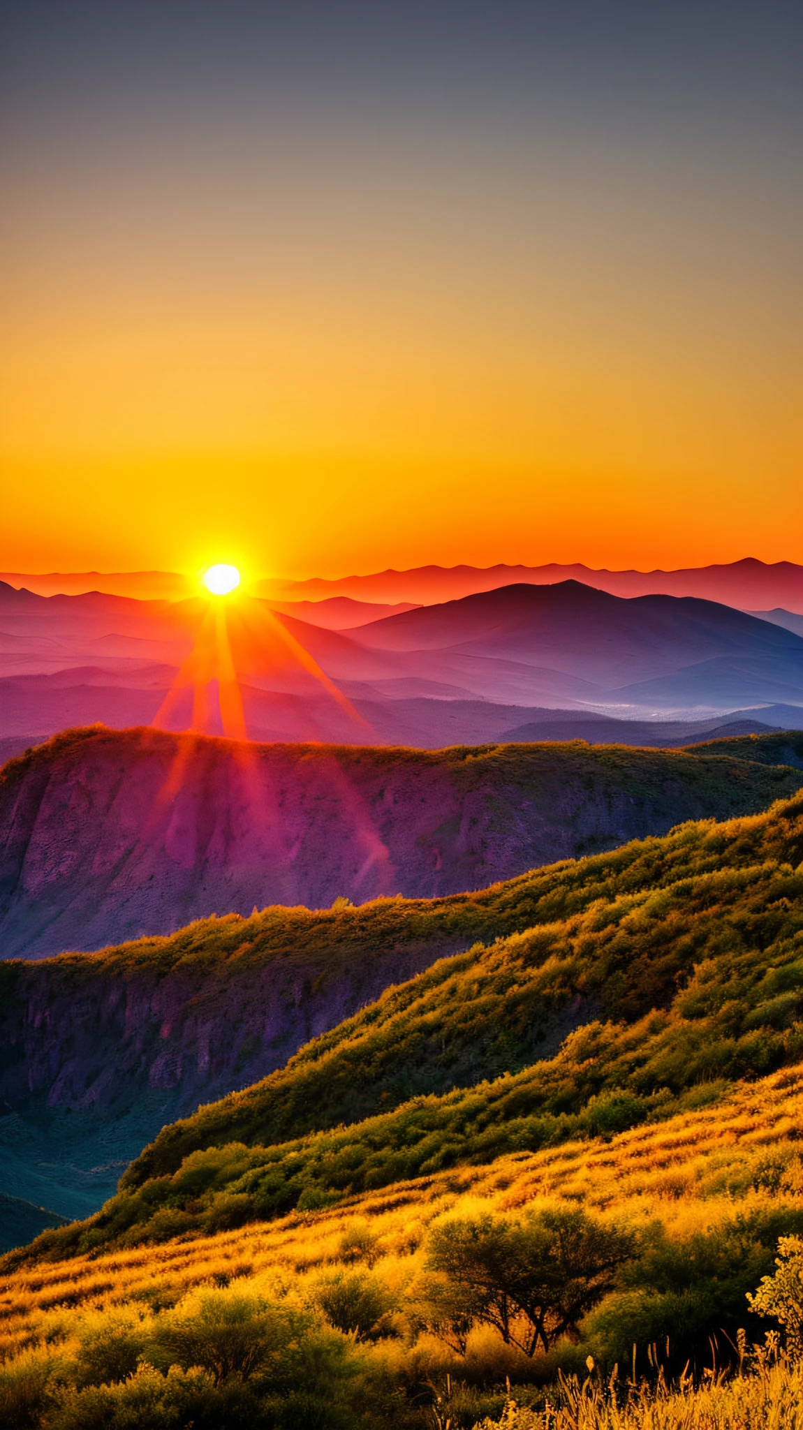 In the distance is the mountains of sunset,A trail runs through it, japan mountains, mountain sunrise, sun rises between two mountains, sunshine lighting high mountains, mountains and colorful sunset!!, sunrise light, Sunset light, beautiful sunrise lighting, beautiful sunrise, mountains and sunset!!, sunrise colors, sunrise lighting, Beautiful sunset, Colorful sunset, amazing sunset, sunset in a valley