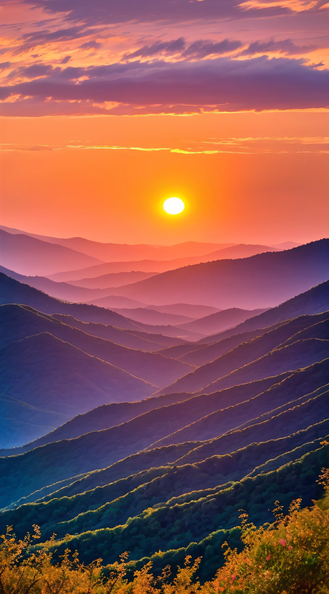 In the distance is the mountains of sunset,A trail runs through it, japan mountains, mountain sunrise, sun rises between two mountains, sunshine lighting high mountains, mountains and colorful sunset!!, sunrise light, Sunset light, beautiful sunrise lighting, beautiful sunrise, mountains and sunset!!, sunrise colors, sunrise lighting, Beautiful sunset, Colorful sunset, amazing sunset, sunset in a valley