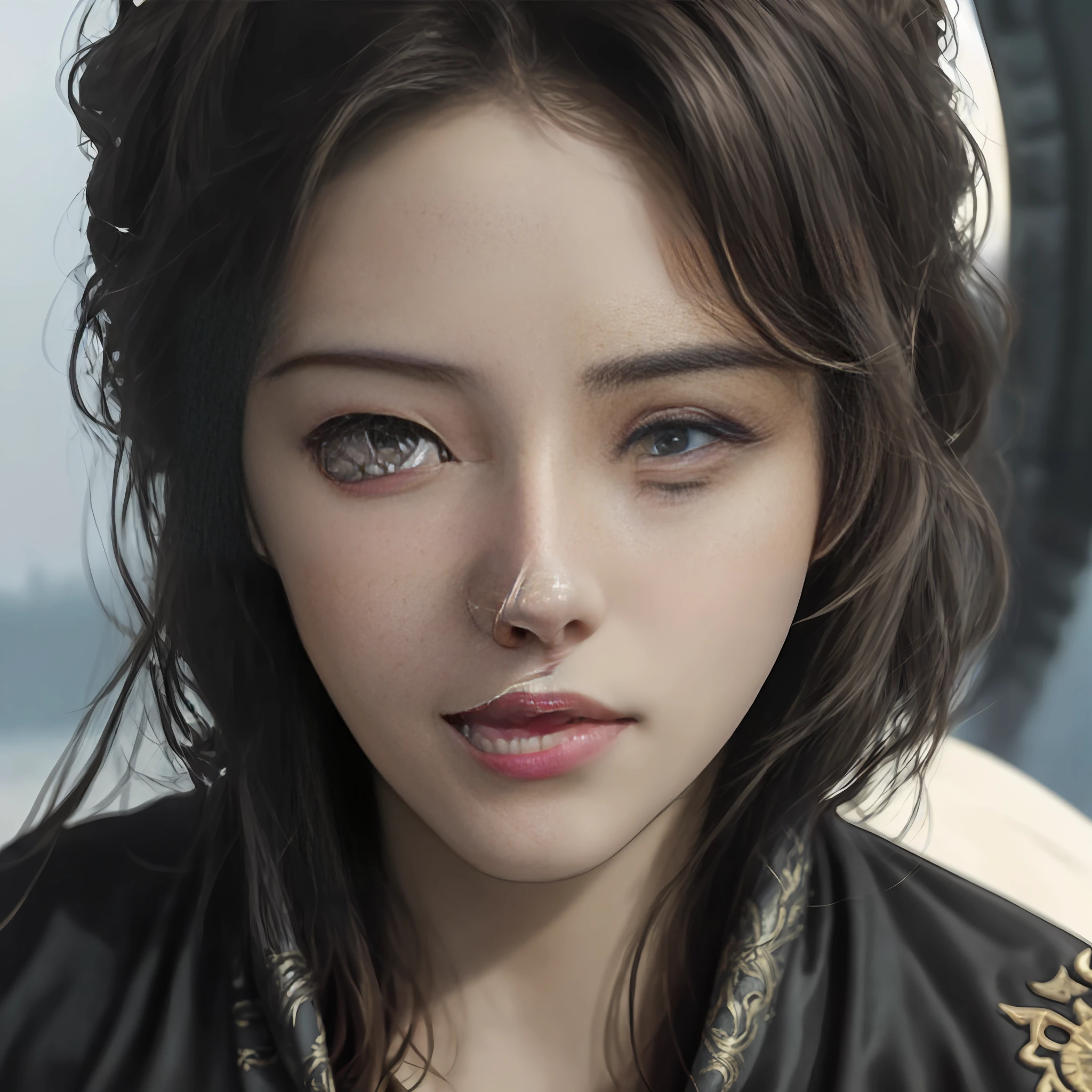 (1girl:1.3), 独奏, (((very detailled face))),((very detailed eyes and faces))),beautiful details eyes,Body parts__,offcial art,Unified 8k wallpaper,Ultra-detailded,Beautiful and beautiful,beatifull,masterpaintings,最佳质量,raw,masterpaintings,ultra fine photos,最佳质量,ultra-high-resolution,photorealistic realism,Sun'rays,Full Body Portraits,stunningly beautiful,,dynamicpose,Delicately drawn face,vibrant eyes,(from frontal), She wore a Ming Dynasty soldier suit,Red and black color scheme,tigers,Very detailed gate tower background,Top of the city walls,Overlooking the fortress,Detailed face,Detailed background of the war,untidy,gorgeou,milkyW,Highly detailed skin,realistic skin detail,Visible pores,Clear focus,volume fog,8k uhd,digital DSLR camera,high qulity,filmgrain,fair white skin,Photo realism,lomography,A huge metropolis of the dystopia of the future, semi transparent