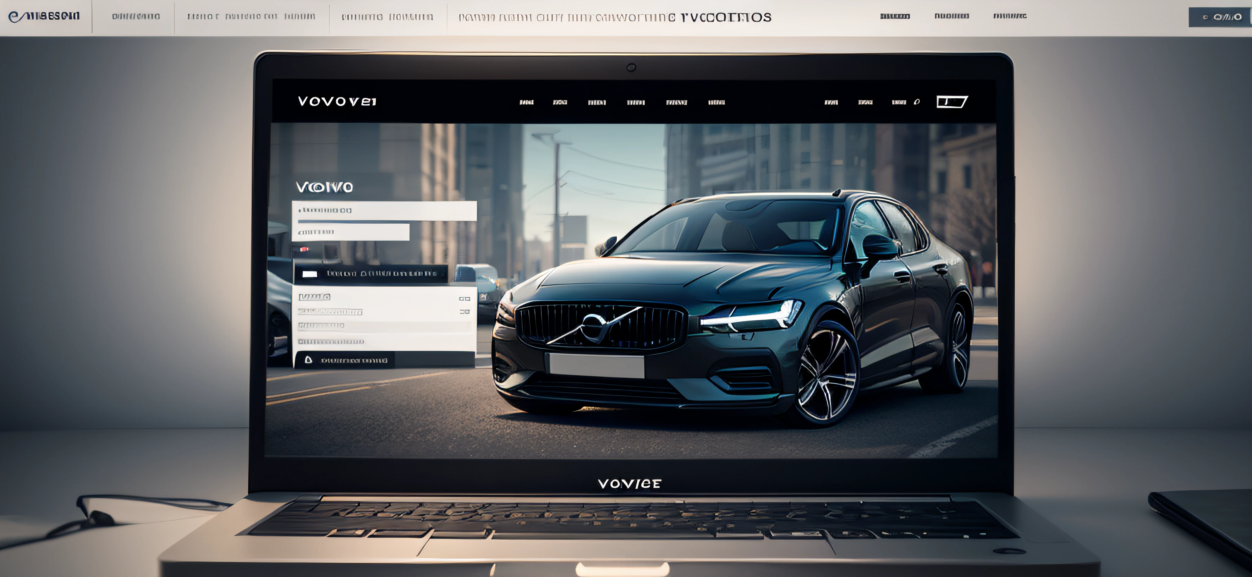 a login page for black volvo vehicle auction page, doggerblue background, super modern, beautiful login page, amazing login page, 3d effect