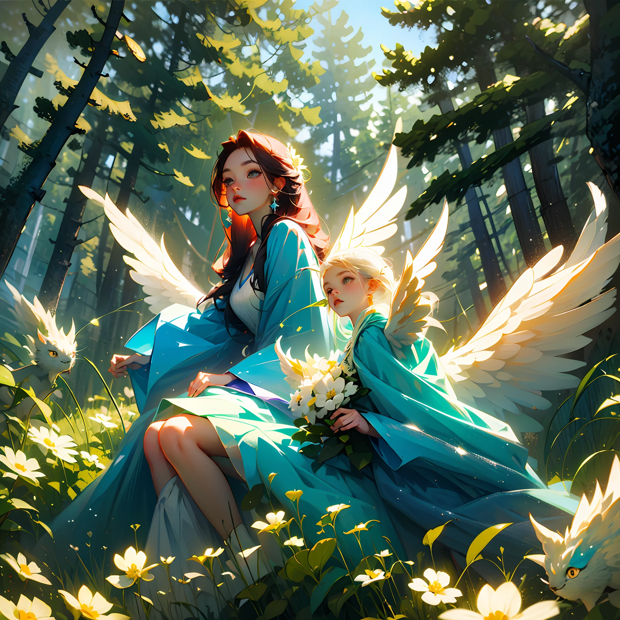 Masterpiece、Wizard Apprentice Girl、In the forest surrounded by flowers、The magic of love、Feathering、an angel、アニメ --auto