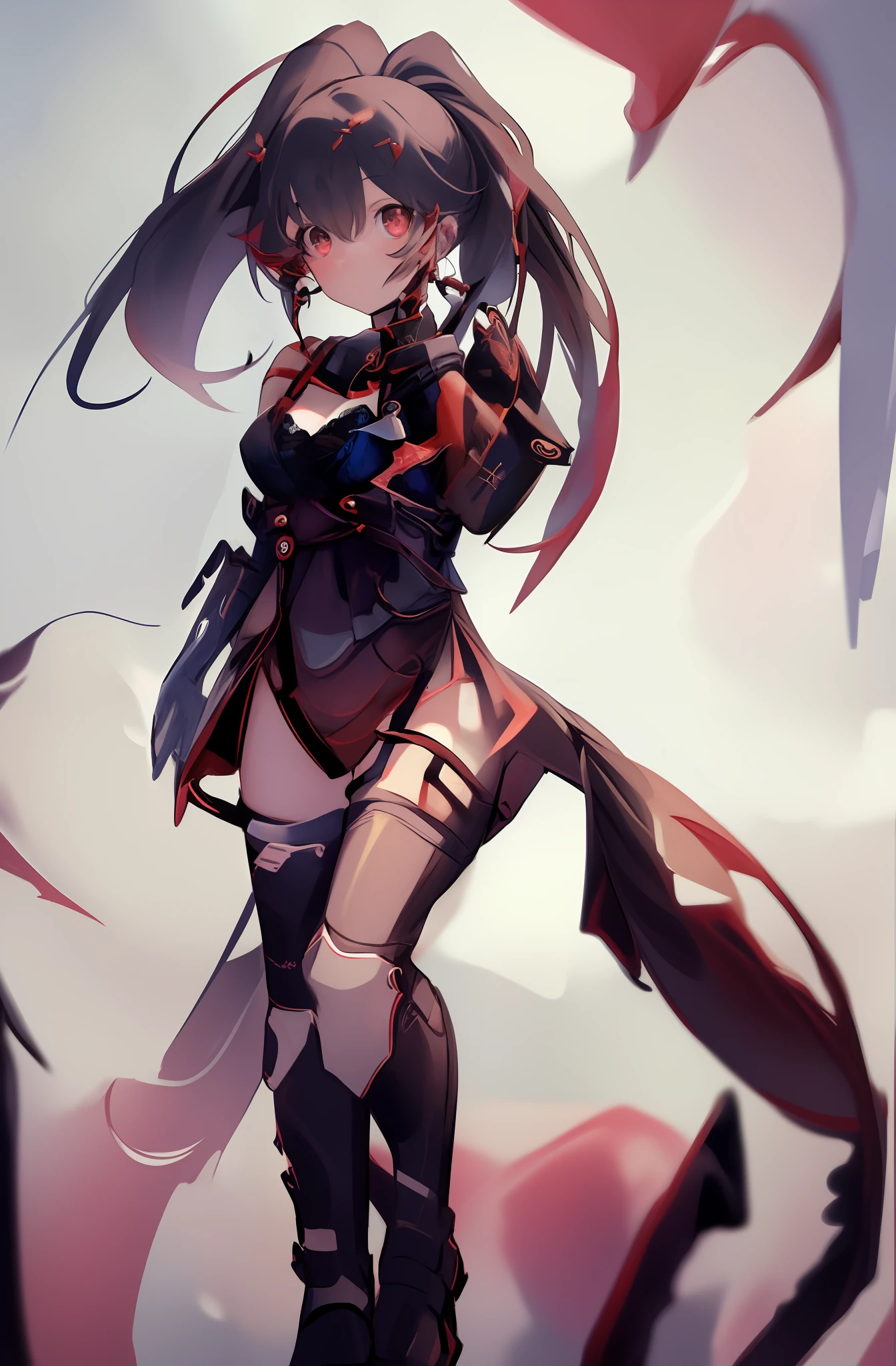 ((masterpiece)), (best quality), (detailed), 1girl,
looking at viewer, surprised, knees up,
long chestnut hair, ponytail,
intricate lace lingerie,
sky, vivid colors, sharp focus,
