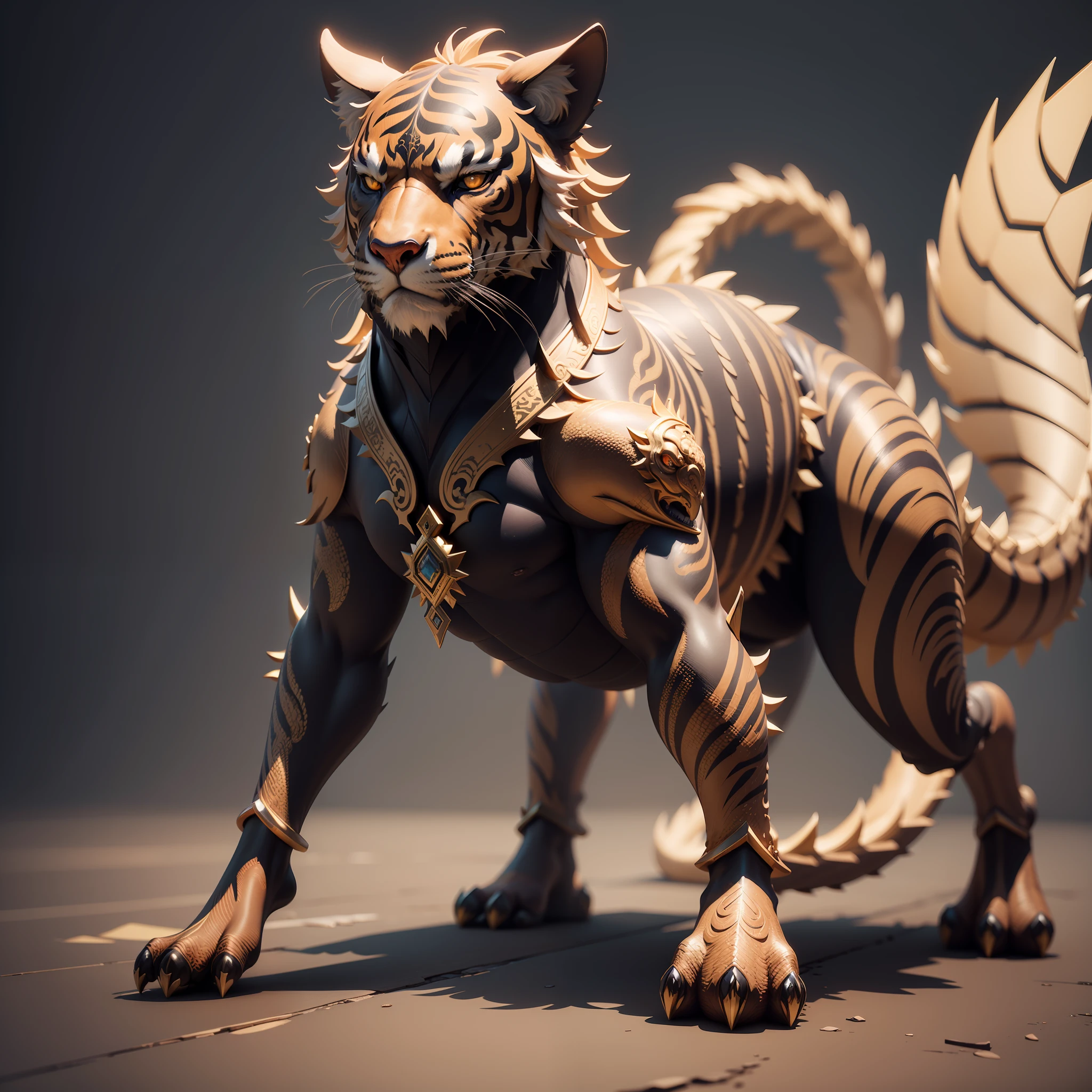 golden tiger, intricate ornate anime cgi style, intricate highly detailed 8 k, 8 k high detail and intricate, intricate 8 k render, detailed digital 3d art, 3 d sculpture 8 k octane render, highly detailed textured 8 k, highly detailed textured 8k, 8k high quality detailed art, , majestic japanese dragon, chinese dragon fantasy, digital art, detailed master qualtiy, unity 3d , unreal engine, 3d render style, creative art