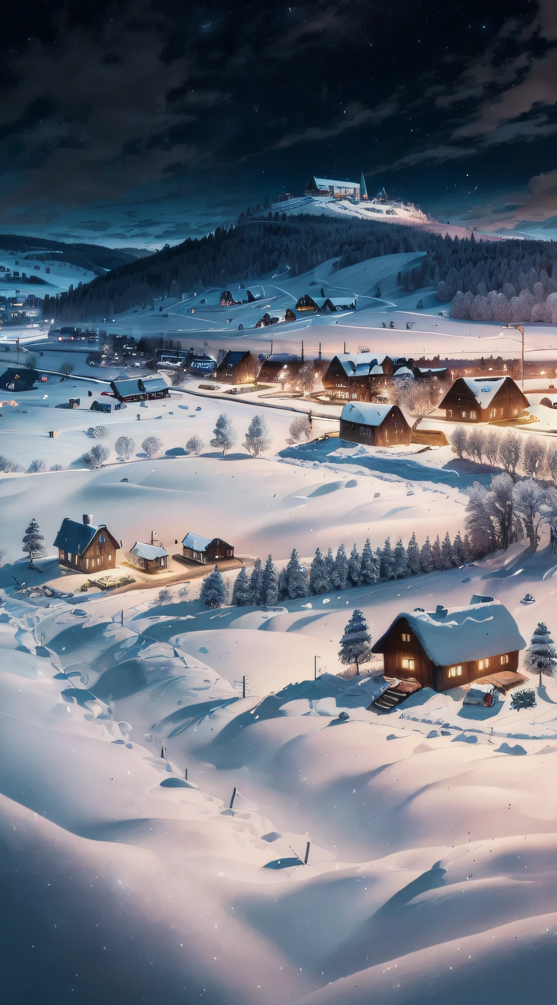 ((巨作)), ((Best quality)), 8K, high-details, Ultra-detailed, The 1945 case of the Soud children took place in a small quiet village in Sweden,Close-up of the village in the distance,Close-up of the village in the distance