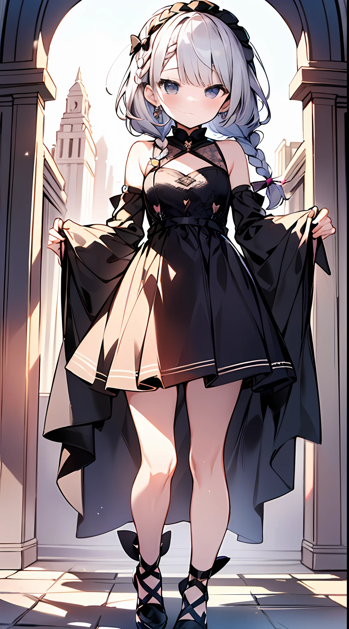 (incredibly absurdres absolutely resolution: 1.5), highest quality, masterpiece, ultra high resolution, 8k, (multiple girls), (gorgeous dresses with many gorgeous and colorful decorations) BREAK shoujo manga style, (li), soft line drawing, digital enhancement, shojo manga touch, environmental change scenes, shojo manga core, ( Hair length to the shoulders))), (((short braid))), ancient capital of the West, full body visible angle, entangle, beautiful and aesthetic: 1.5, High quality: 1.3
