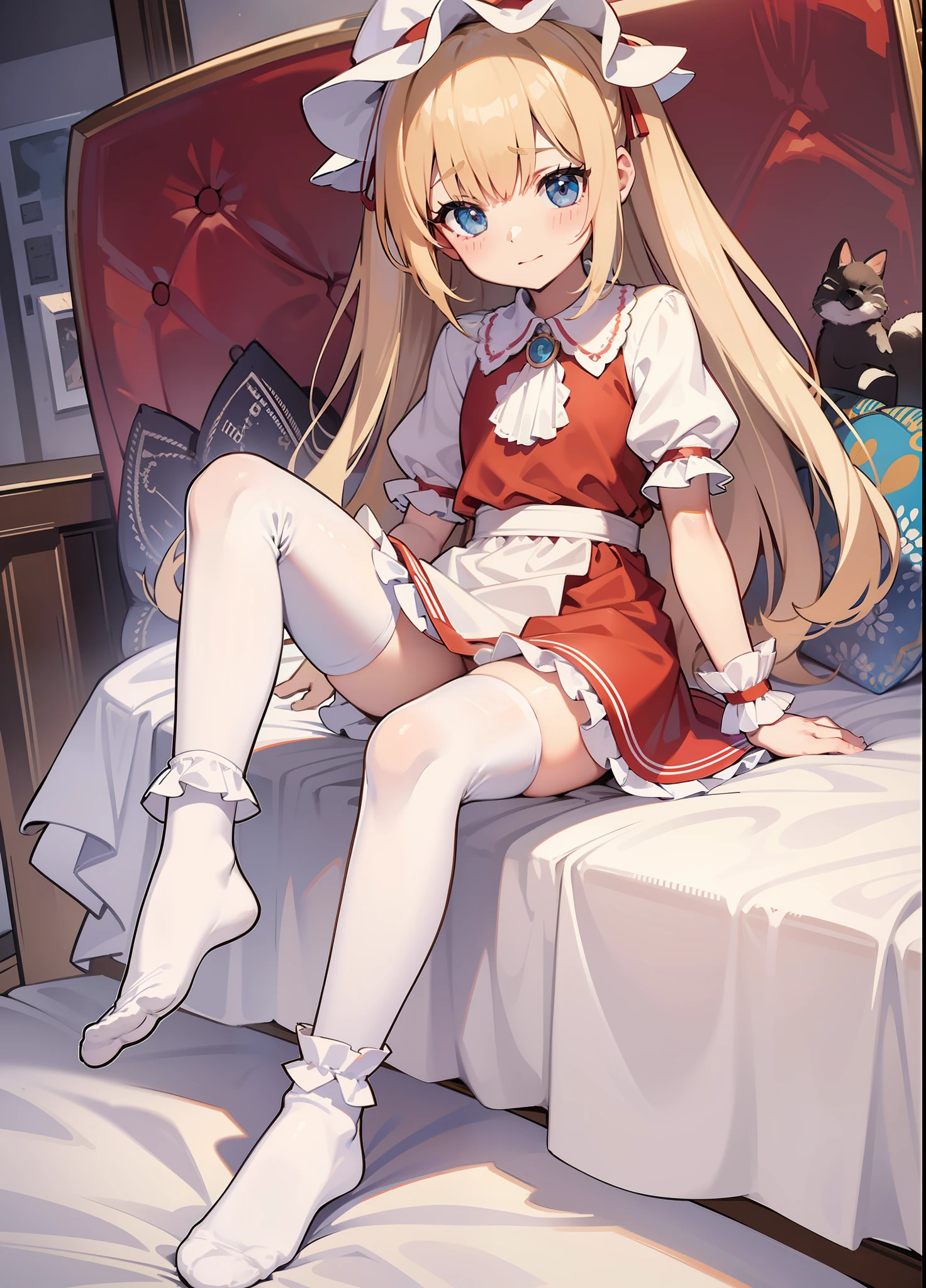 ultra-high-resolution,Best quality white stockings,Lace socks,Burpee socks,overknee socks,Exudes a cute and shy atmosphere。
