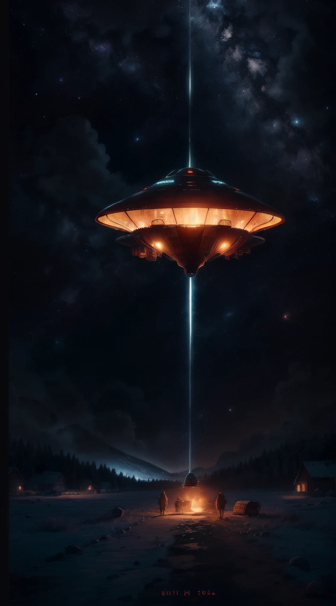 ((巨作)), ((Best quality)), 8K, high-details, Ultra-detailed, The 1945 case of the Soud children took place in a small quiet village in Sweden,un extraterrestre,alien space ship