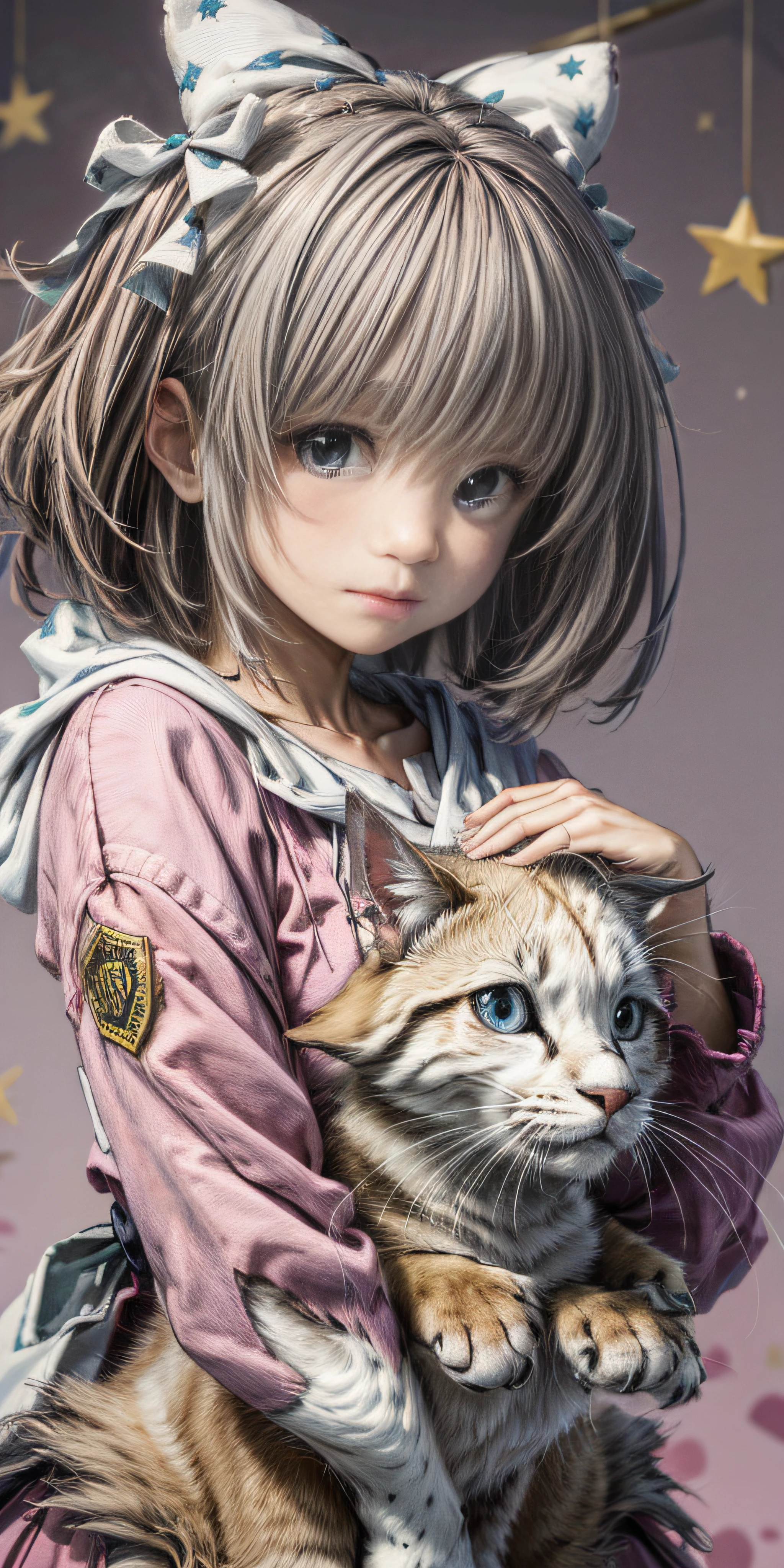 Cute shy beauty， （Whole human body）独奏，Pink bow， Pink hoodie，A coquettish expression，Bow your head shyly，Fawn rammed，Detailed expressions，The tension of love coming，Ultra-detailded，disheveled hair，blue eyed， As estrelas， heart-shaped， A comic masterpiece，Whole human body，The picture is not divided，Unity 8k wallpaper，high-definition， 8K，（（（good hand）））， Shy face，ultra-high-resolution