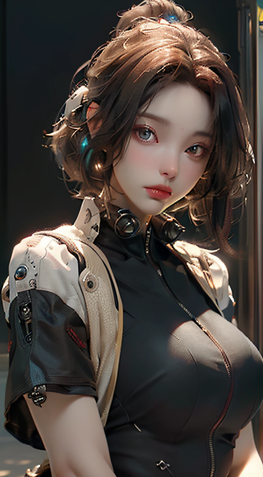 ((Best quality)), ((masterpiece)), (detailed:1.4), 3D, an image of a beautiful cyberpunk female,HDR (High Dynamic Range),Ray Tracing,NVIDIA RTX,Super-Resolution,Unreal 5,Subsurface scattering,PBR Texturing,Post-processing,Anisotropic Filtering,Depth-of-field,Maximum clarity and sharpness,Multi-layered textures,Albedo and Specular maps,Surface shading,Accurate simulation of light-material interaction,Perfect proportions,Octane Render,Two-tone lighting,Wide aperture,Low ISO,White balance,Rule of thirds,8K RAW,