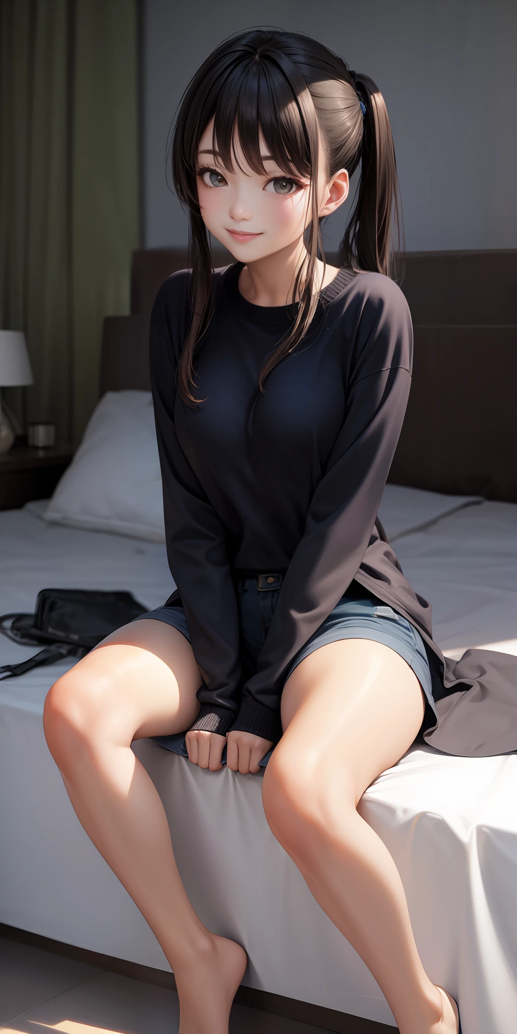 pphotorealistic、A masterpice, beste-Quality, Breasts enlarged、Chest sheer、Face smile、Leg thicker、Calf thicker、Big butt