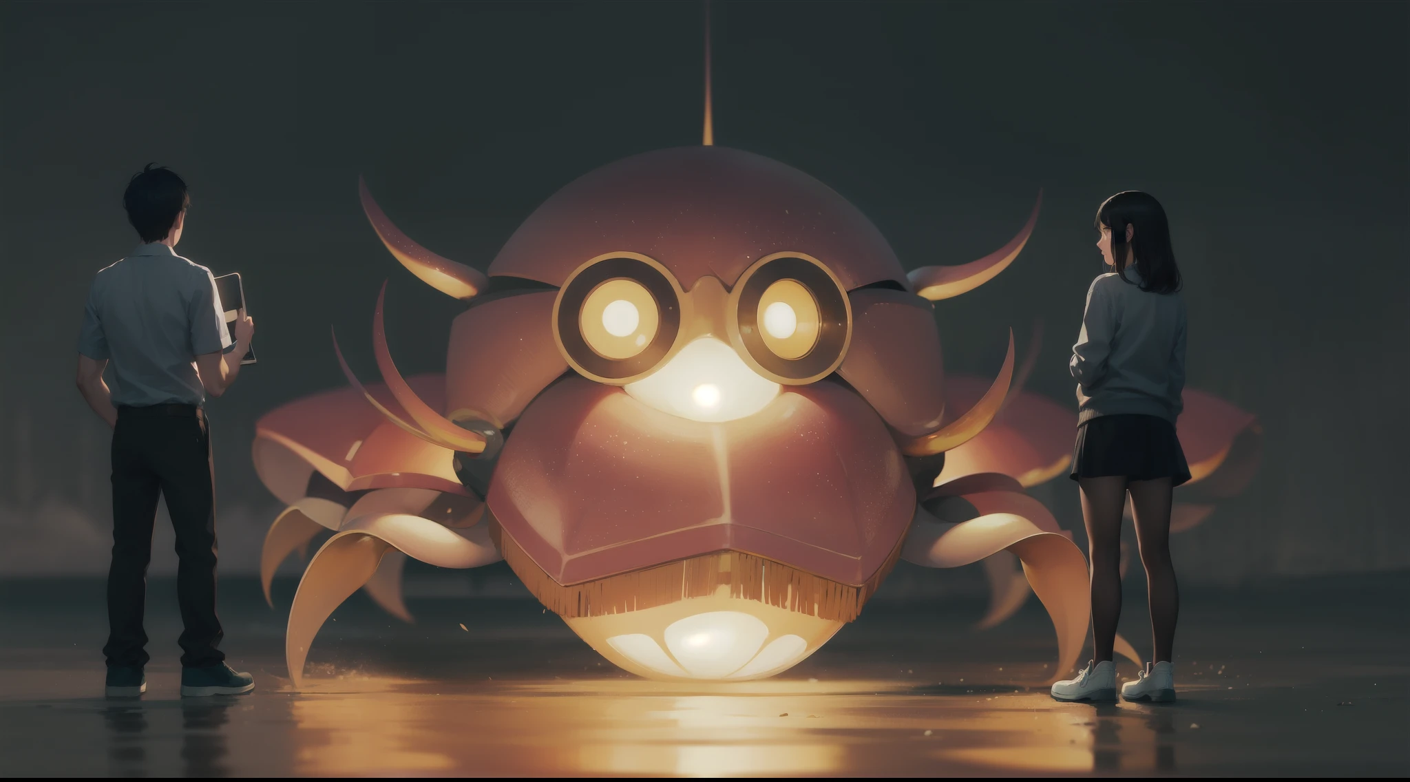 巨作, Top quality, Best quality, offcial art, Beautiful and aesthetic, animated，1 man，1 crab，1woman，Look into the camera，Everyone looks into the camera，Look into the camera