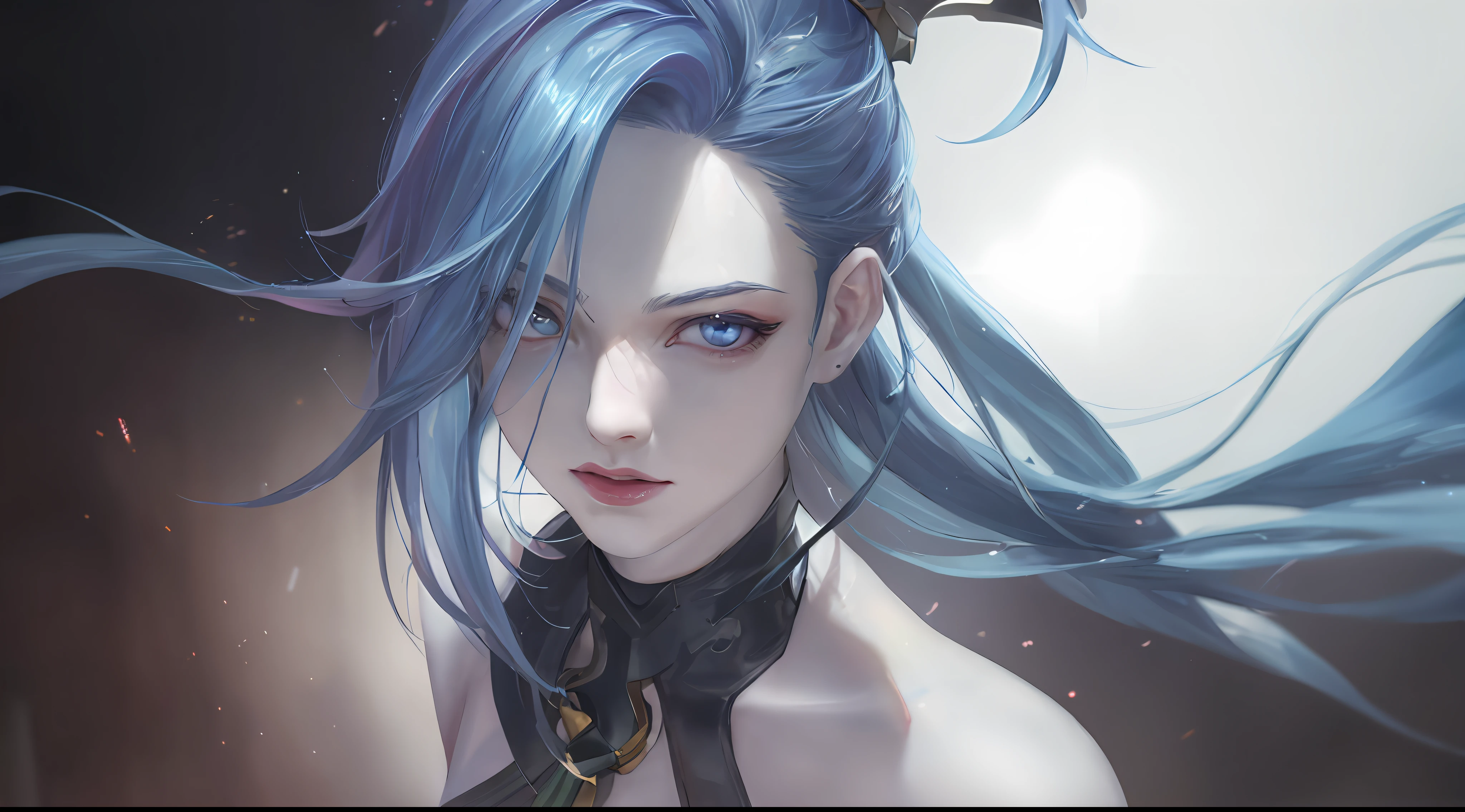 league of legend, the game character, Portrait of Jinx, Whole human body, Colorful background, with rich details, sad, high detail, modern, chiaroscuro, depth of field, cinematic lighting, motion blur, sparkle, Luminism, anime style, UHD, masterpiece, ccurate, super detail, high quality, high details, 4K --auto