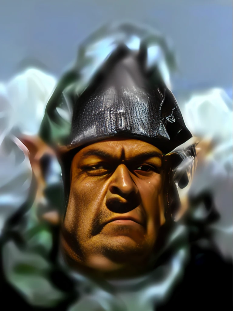 a close up of a man wearing a helmet and a green scarf, baldur's gate character portrait, portrait of a dwarf warrior, orc looking into the camera, portrait of drizzt do'urden, dwarven, medium portrait of a goblin, menacing orc, dwarven, portrait of an orc, Orc symbaroum, ganondorf, half - orc, Orc symbaroum --auto
