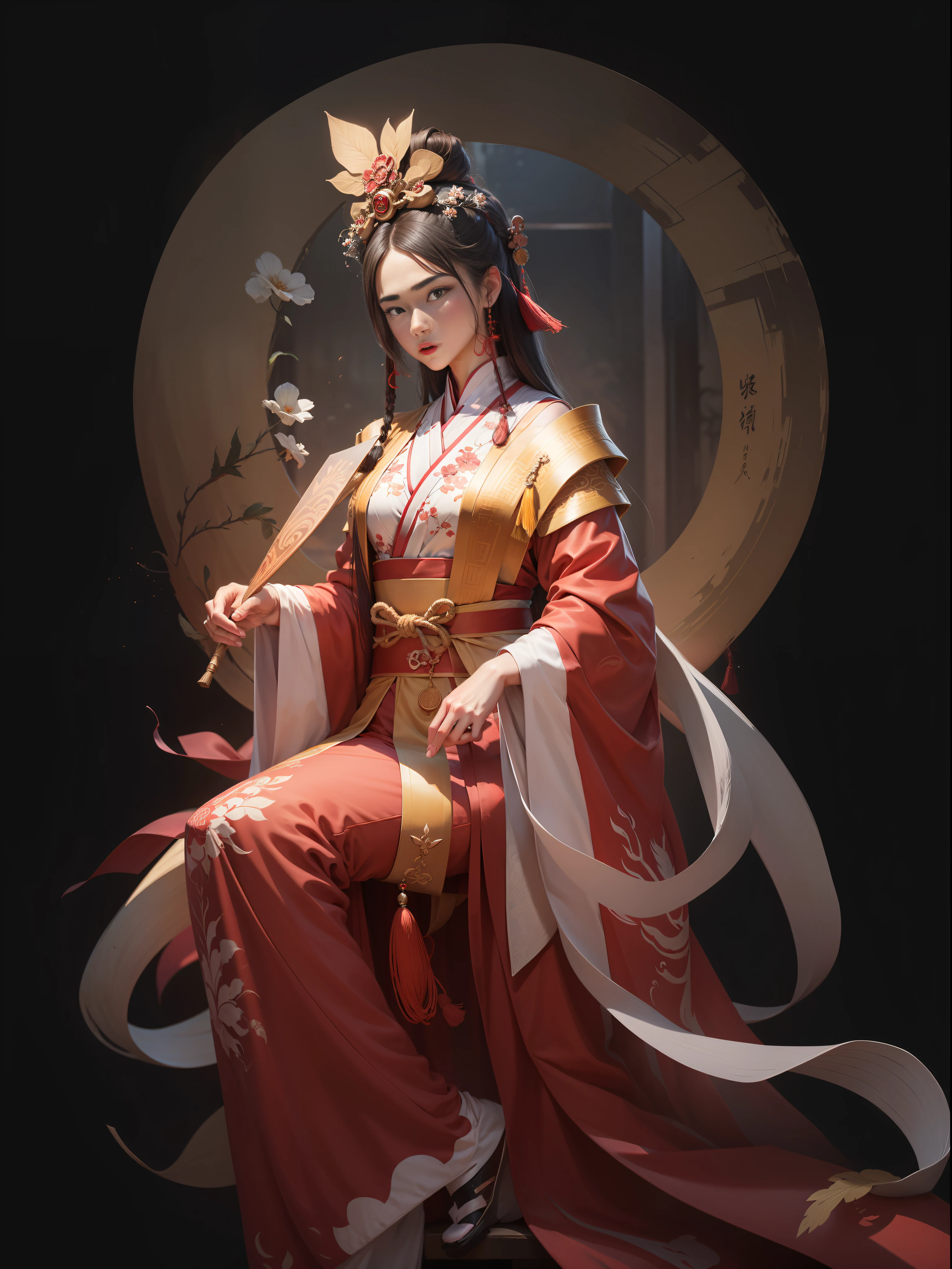 The image of Big Qiao in the Romance of the Three Kingdoms，Fan in hand，wearing a hanfu --auto