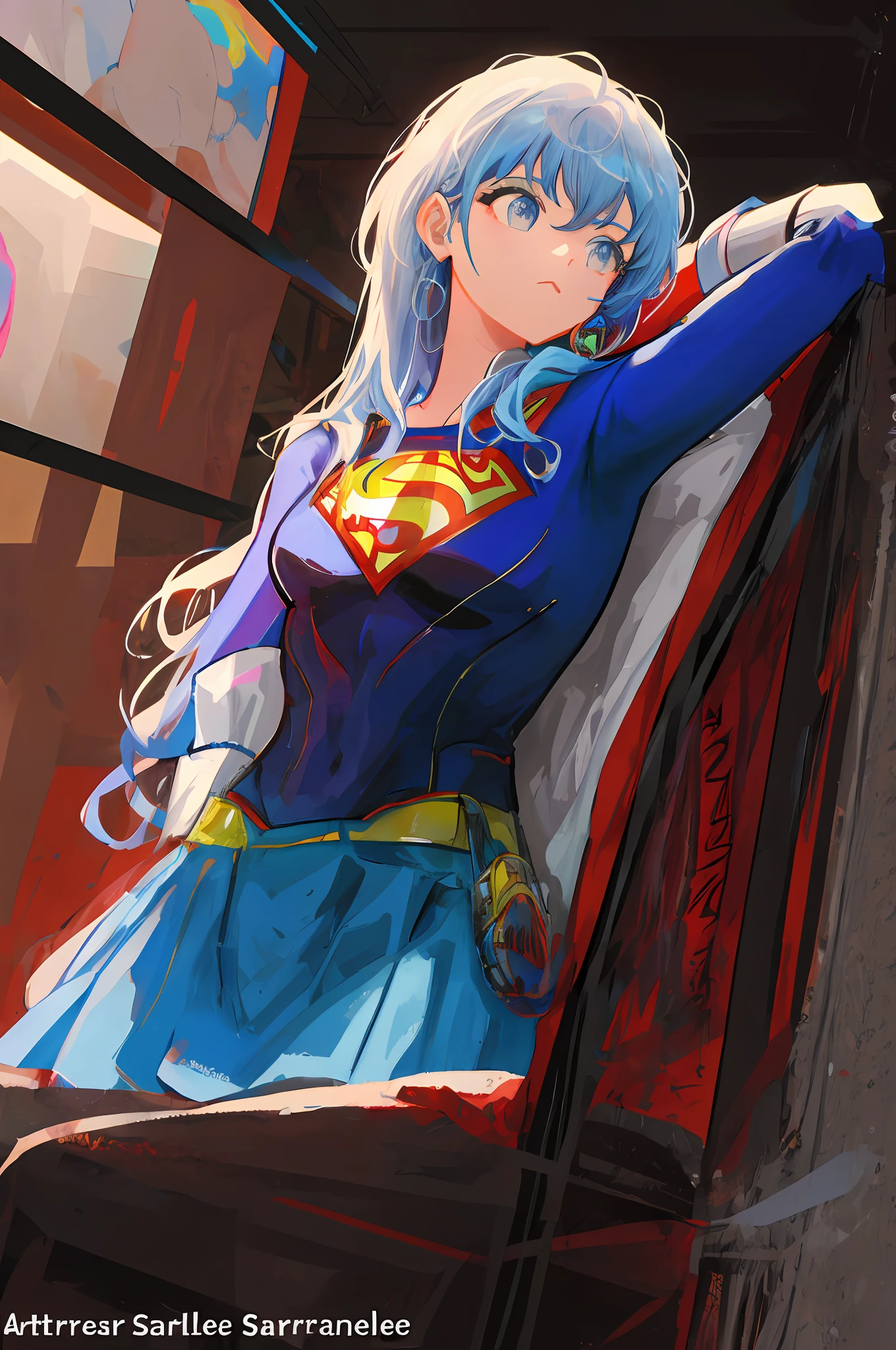 a cartoon picture of a woman dressed as a superman, Extremely detailed Artgerm, Artgerm style, Style Artgerm, chris moore. Art germ, artgerm colorful!!!, Artgerm JSC, artgerm detailed, artgerm and lois van baarle, artgerm comic, Supergirl, Art germ. high-details