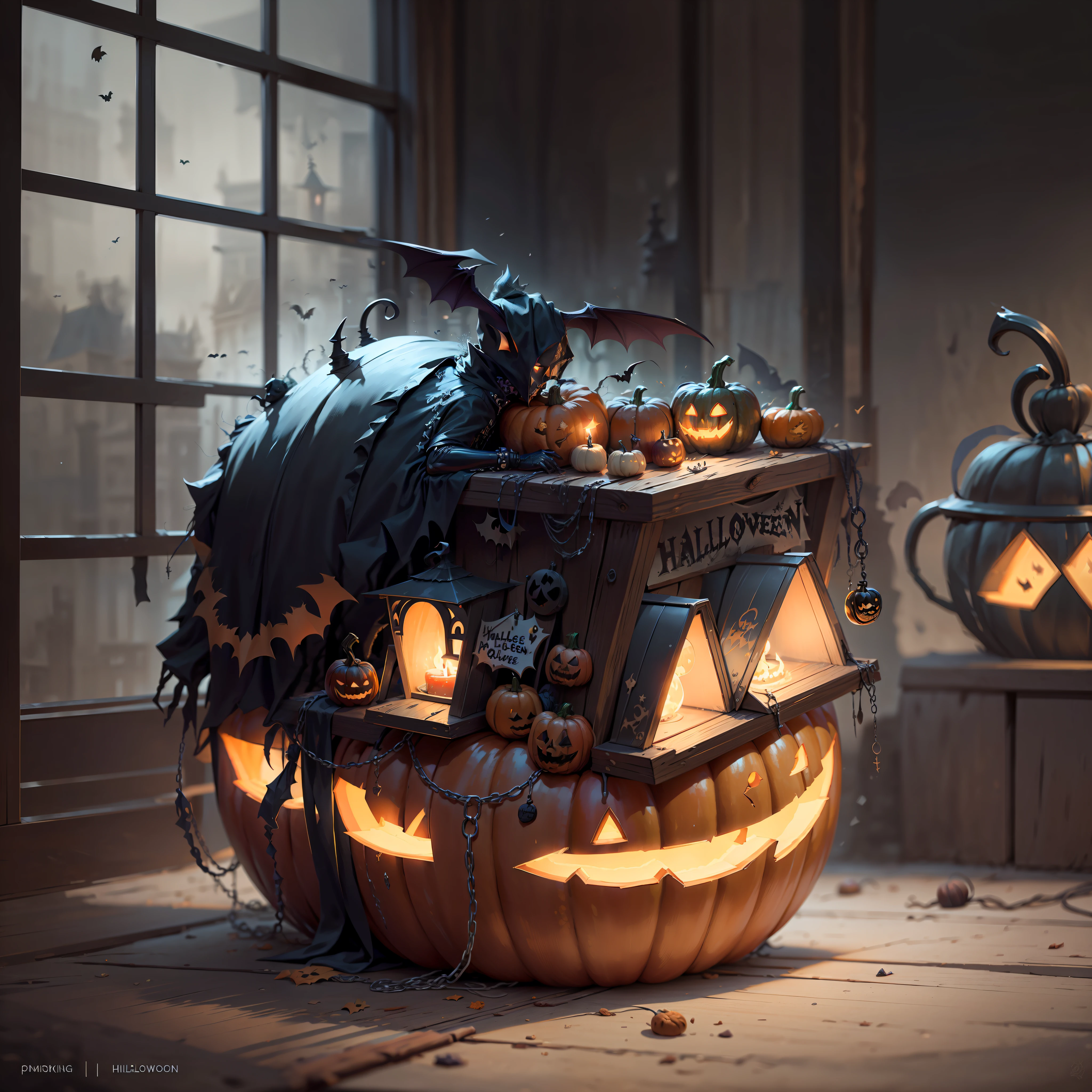 Halloween punk,pumpkins,bats
