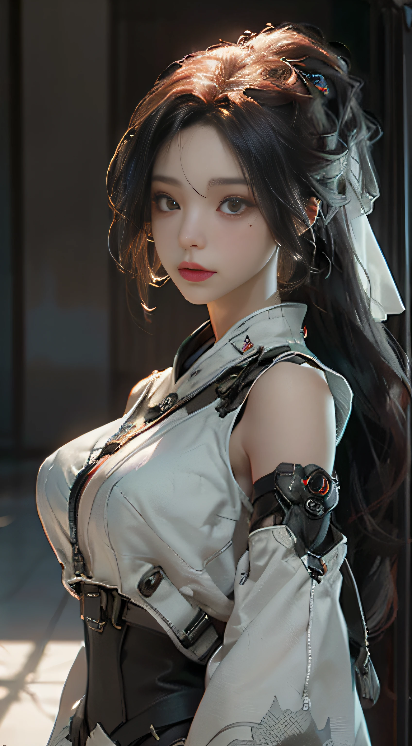 ((Best quality)), ((masterpiece)), (detailed:1.4), 3D, an image of a beautiful cyberpunk female,HDR (High Dynamic Range),Ray Tracing,NVIDIA RTX,Super-Resolution,Unreal 5,Subsurface scattering,PBR Texturing,Post-processing,Anisotropic Filtering,Depth-of-field,Maximum clarity and sharpness,Multi-layered textures,Albedo and Specular maps,Surface shading,Accurate simulation of light-material interaction,Perfect proportions,Octane Render,Two-tone lighting,Wide aperture,Low ISO,White balance,Rule of thirds,8K RAW,