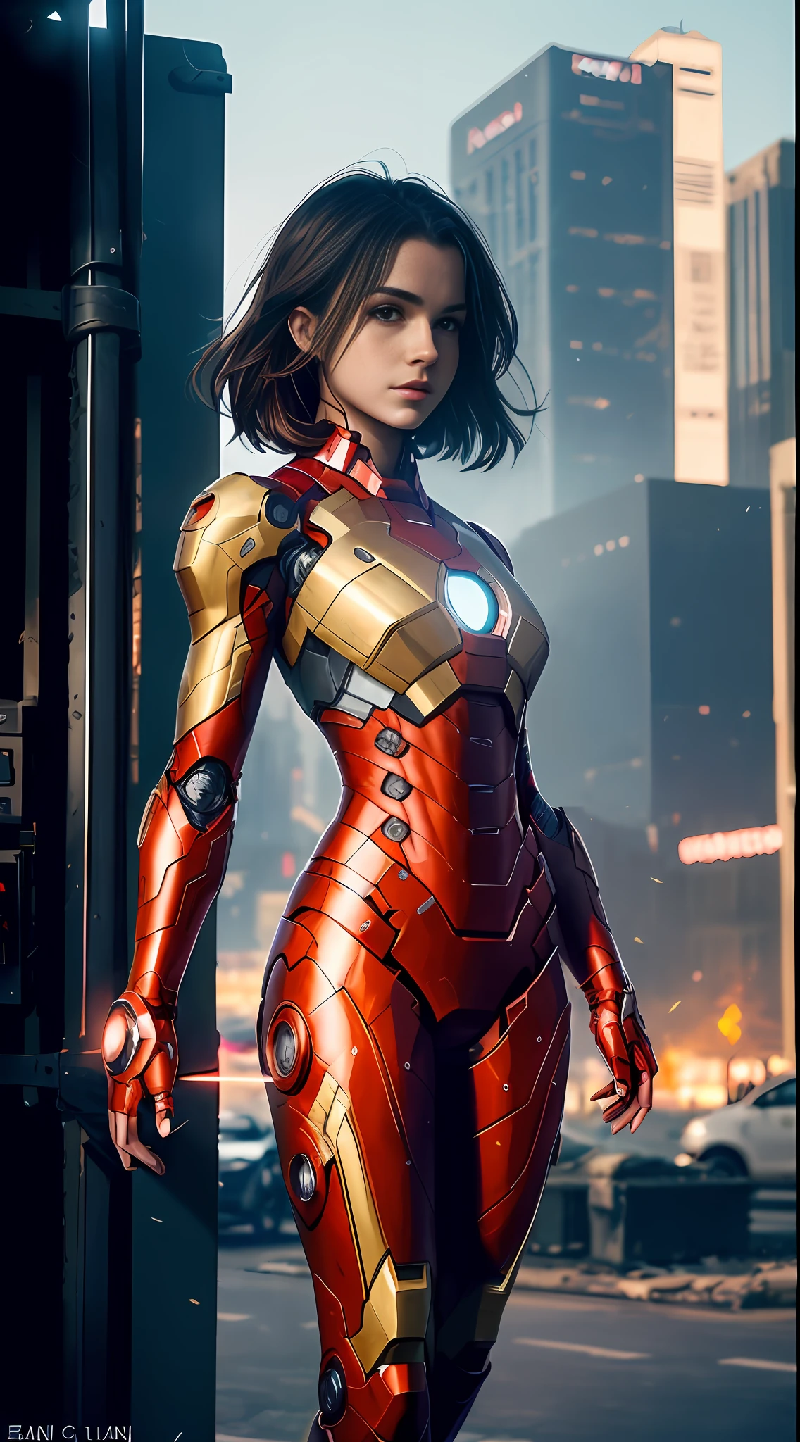 araffed woman in a red suit posing in the city, wojtek fus, stunning armor, cyberpunk iron man, emma watson as iron man, by Jason Chan, like ironman, cgsociety masterpiece, inspired by Marek Okon, cinematic. by leng jun, [ trending on cgsociety ]!!, alena aenami and artgerm, beautiful armor --auto --s2