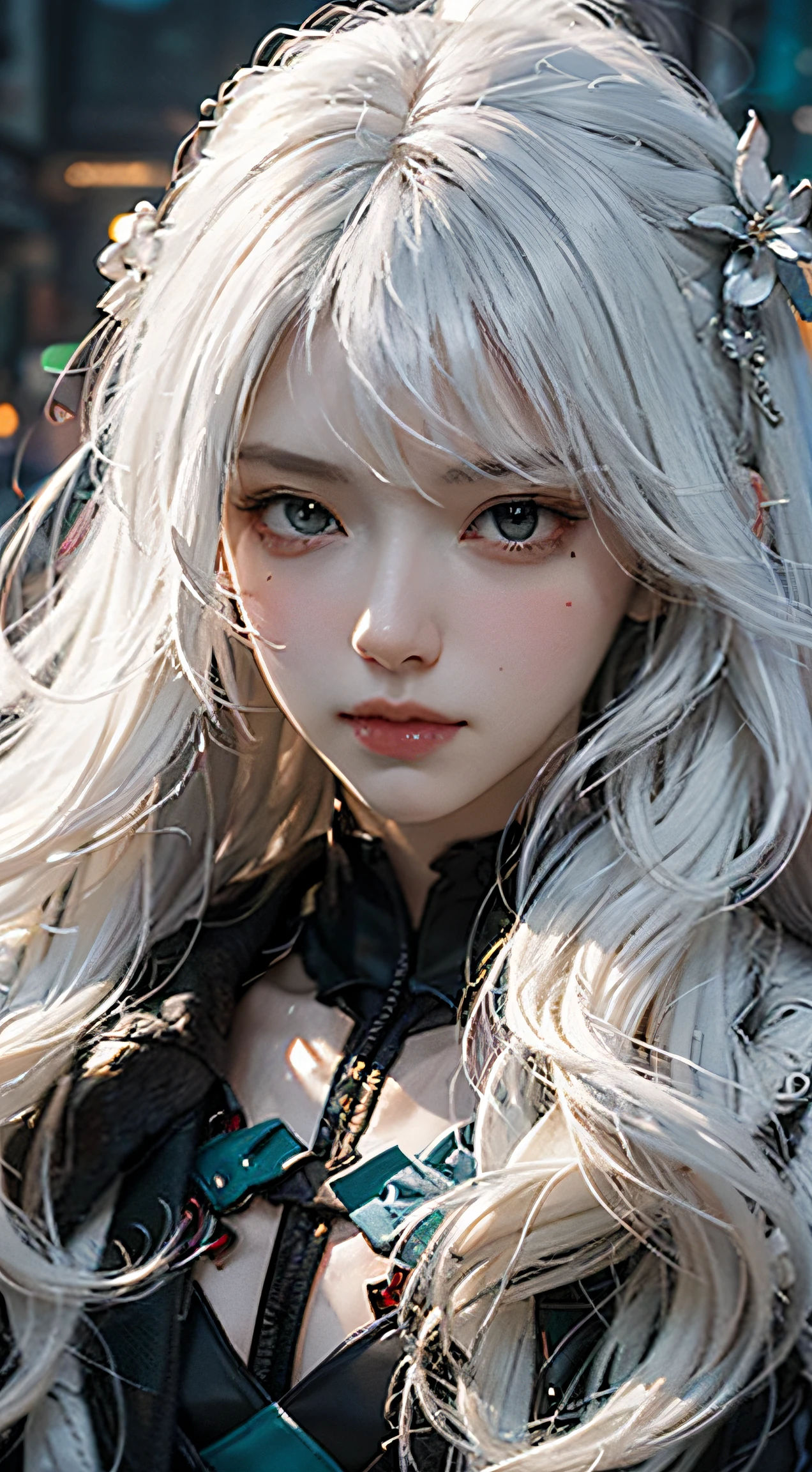 a close up of a person with white hair and a sword, white haired deity, with white long hair, with long white hair, artwork in the style of guweiz, white haired, guweiz, handsome guy in demon slayer art, beautiful character painting, by Yang J, white-haired, guweiz on pixiv artstation, anime character, only face and neck