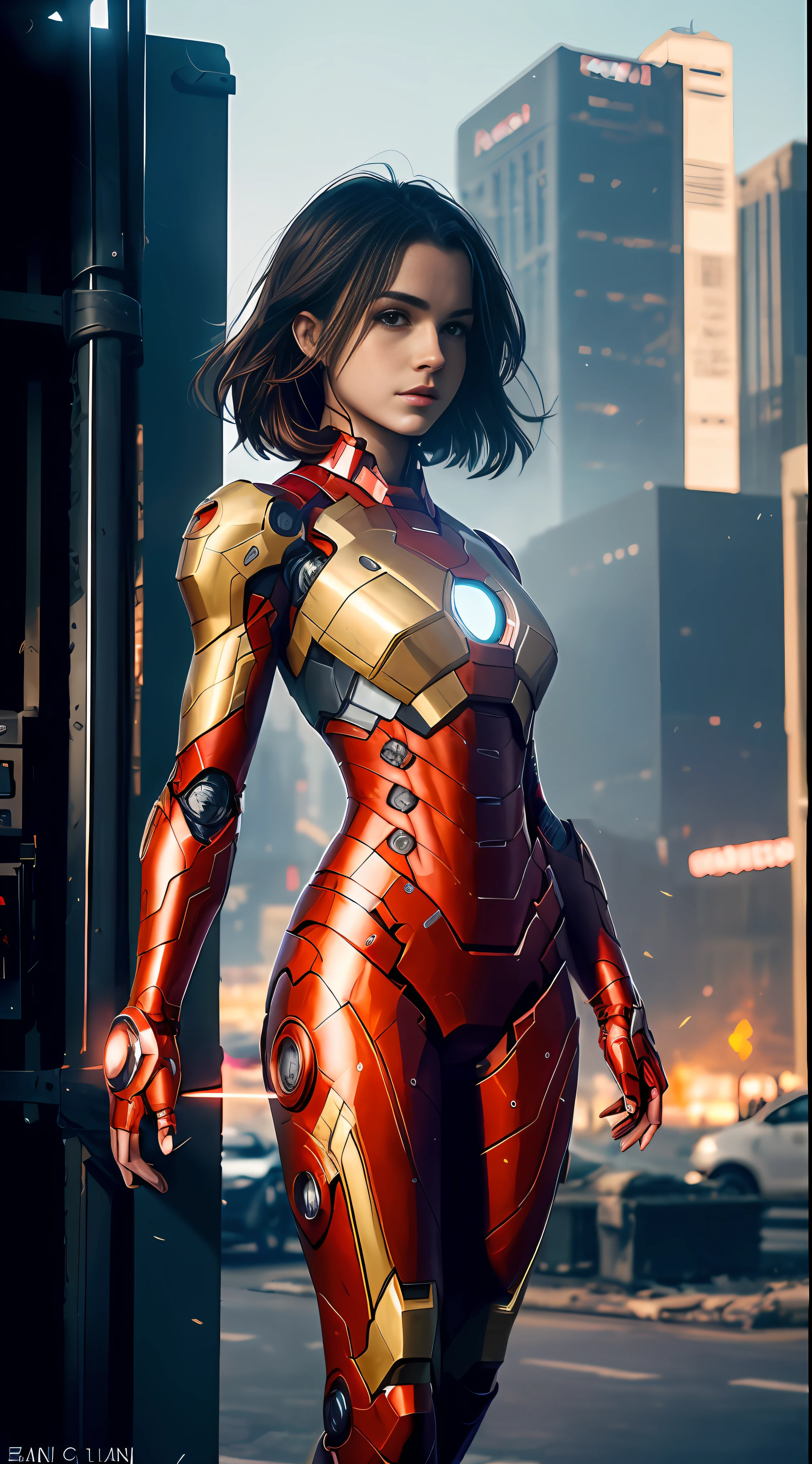 araffed woman in a red suit posing in the city, wojtek fus, stunning armor, cyberpunk iron man, emma watson as iron man, by Jason Chan, like ironman, cgsociety masterpiece, inspired by Marek Okon, cinematic. by leng jun, [ trending on cgsociety ]!!, alena aenami and artgerm, beautiful armor --auto --s2