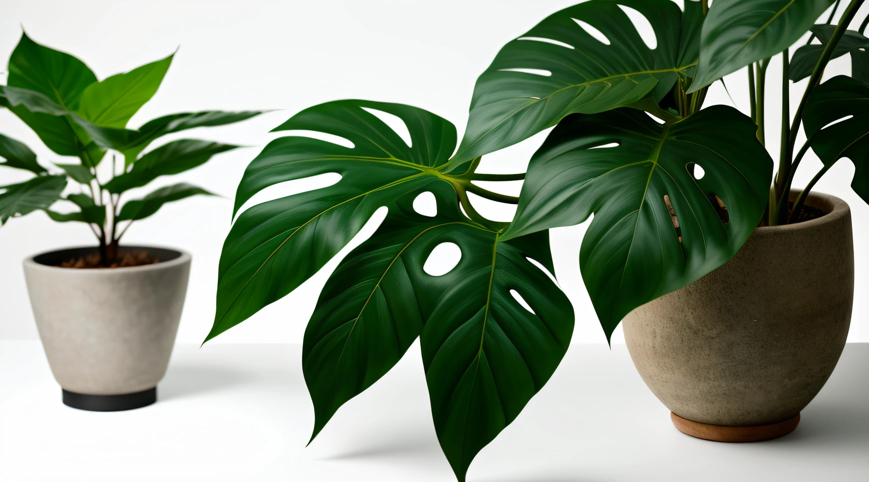 Monstera, white background, RTX, DLSS, Ray tracing, photorealistic, dynamic, volumetric lighting, cinematic lighting, 4k, 8k, HBAO, HDR, Hyper realistic