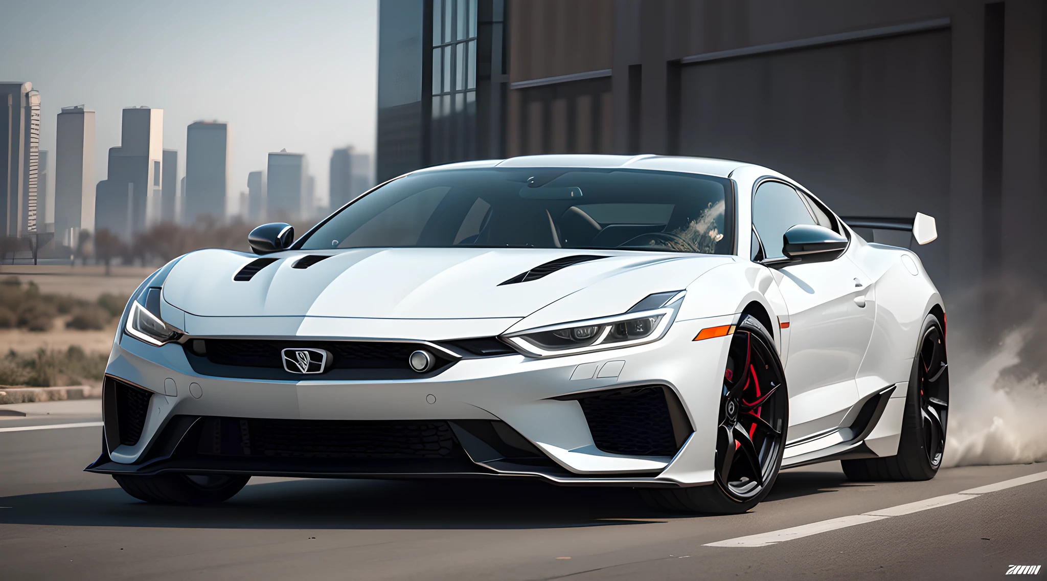 A futuristic, Aggressive, dangerous, badass,White car,smar cars