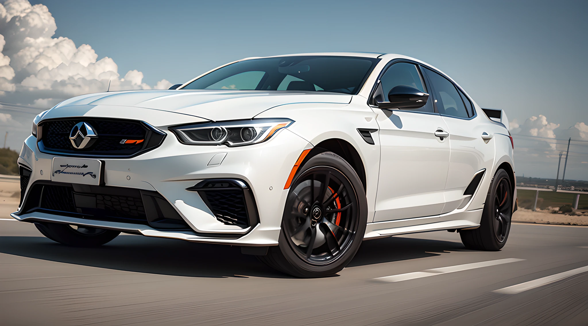 A futuristic, Aggressive, dangerous, badass,White car,smar cars,Medium Shot(Ms),realistic