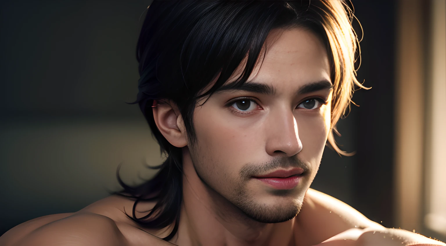 (head shot), (one male gay handsome muscular man in their 30s), He resembles Leon Kennedy from Resident Evil, Tall, athletic build, short brown hair, piercing blue eyes, chiseled jawline, and a rugged yet handsome appearance, Mischievous smile, (small details: 1 in 1), natural muscles, HIG quality, beautifuleyes, (Detailed face and eyes), (Face、: 1 / 2), noise, real photograph、... ........................PSD, Sharp Focus, High resolution 8K, Realstic & Professional Photography, 8K UHD, Soft lighting, High quality, Film grain, FUJI XT3