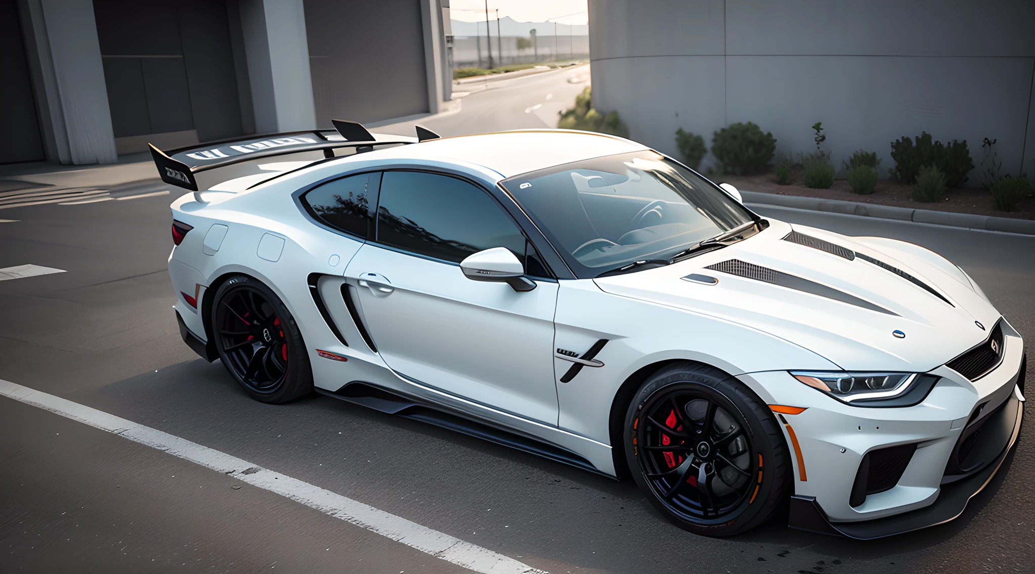 A futuristic, Aggressive, dangerous, badass, Need for speed, White car, smar cars, overhead view, Realistic, Surreal style