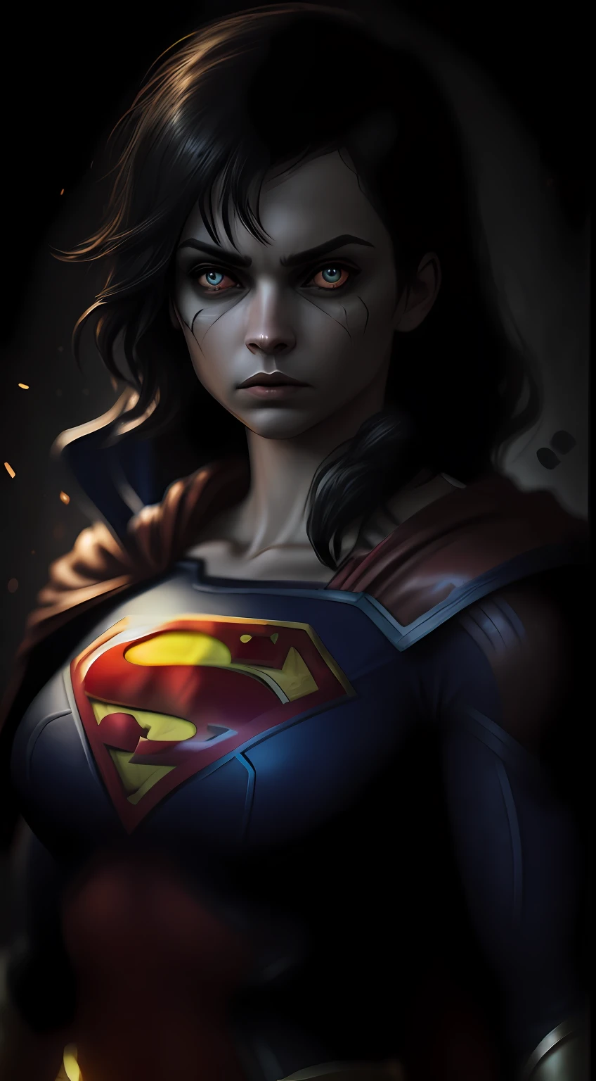 (Dark shot: 1.1), Epic Realistic, Punk Supergirl in the dark with glowing eyes and glowing cape, soft cinematic light, Adobe Lightroom, photolab, HDR, intricated, Highly detailed, (Depth of field: 1,4), hyper-detail (Artstation: 1,4), Cinematic, warm light, Dramatic light (intricate details: 1,1)
