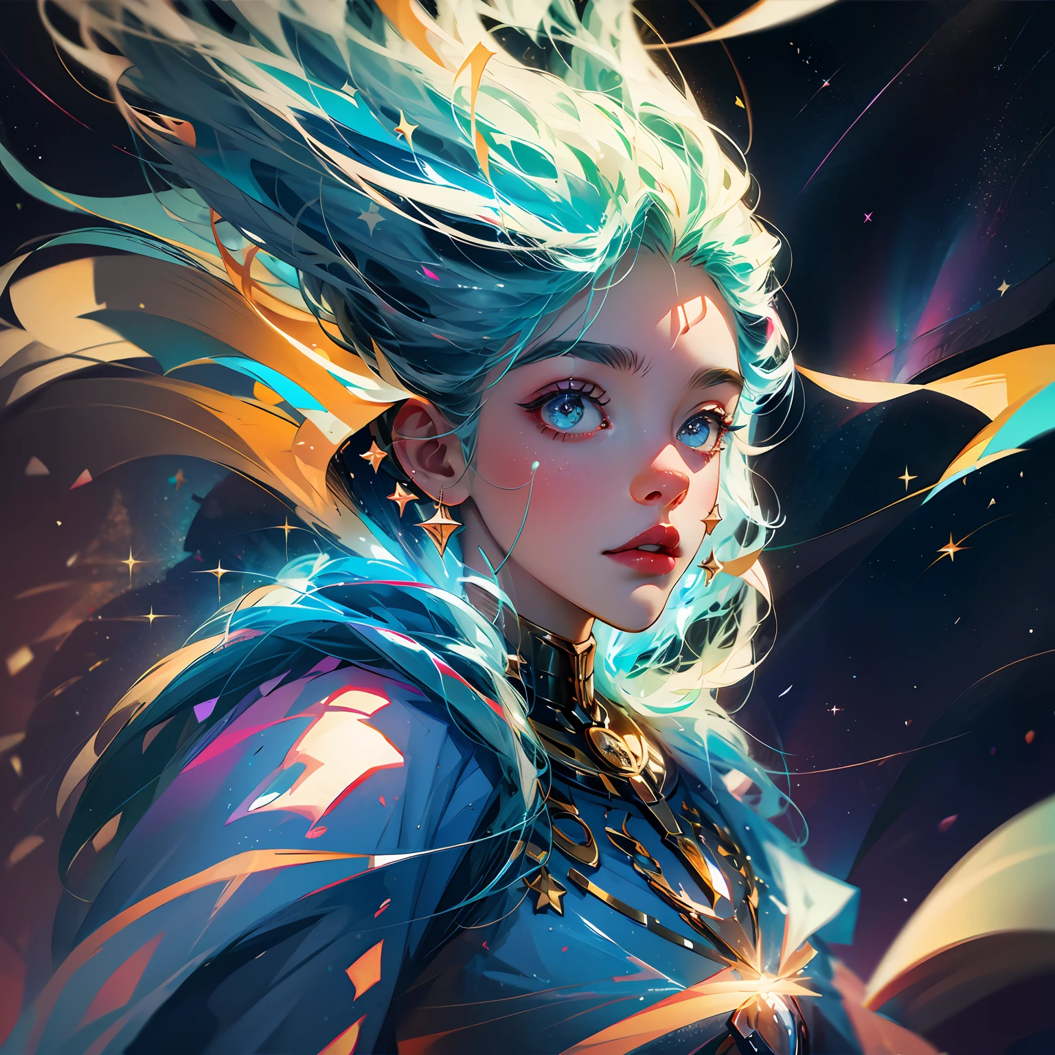 water ink，Magic，The girl who picked the stars，Brilliant colors --auto