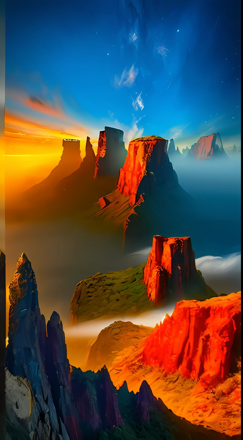 ((masterpiece)), (((best quality))), ((ultra-detailed)),  (Amazing:1.1), beautiful, nature, sky and ground, heavy wind, windsweeped, line cloud,Light shoot from the cloud, in a  lush remote folige jungle with jungle wildlife and fauna, award winning photo, BLN-L24, Exposure,High Contrast,Low Saturation,High Saturation 8k 3D, F 2.8 lens, Aerial View, Cinematic lighting