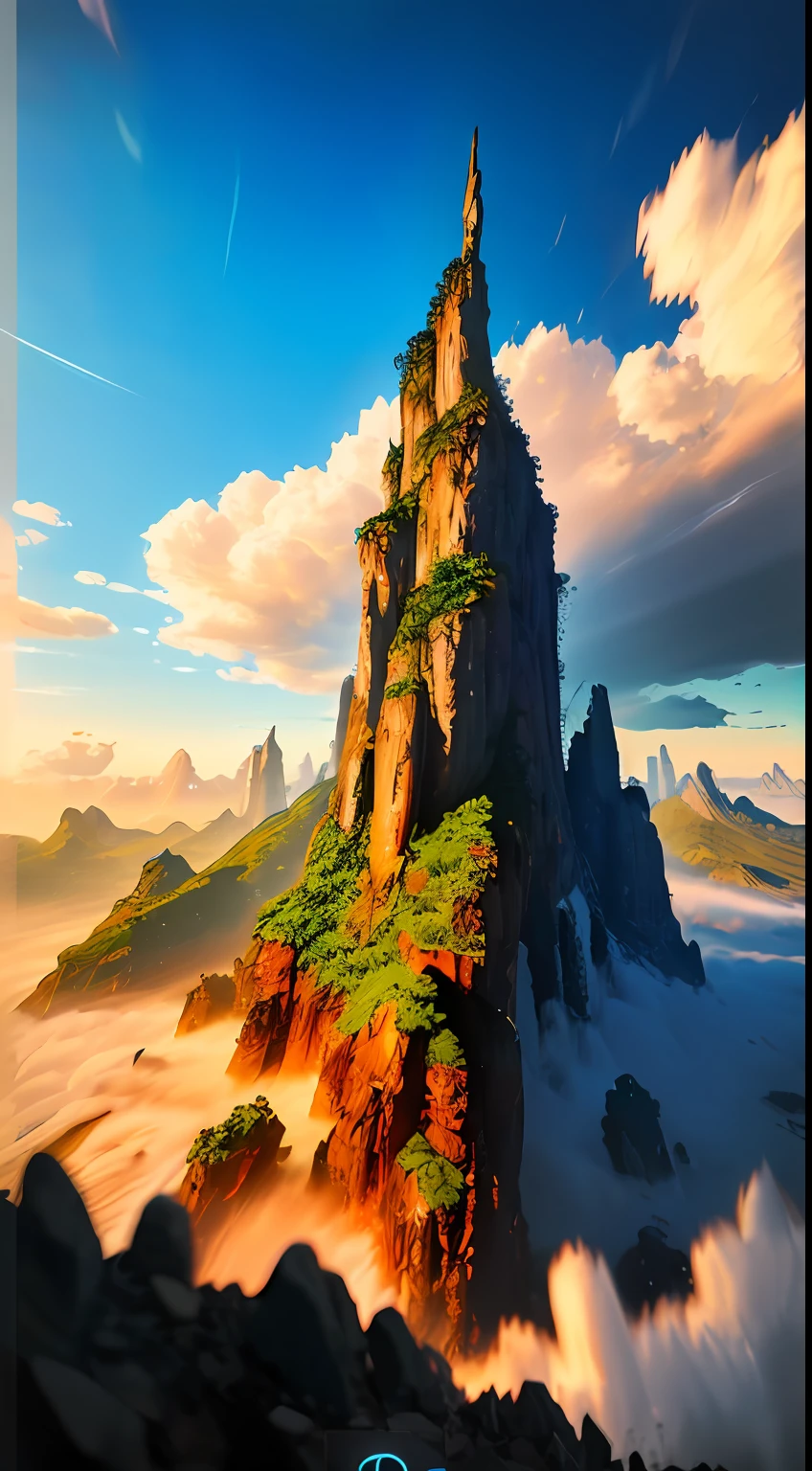 ((masterpiece)), (((best quality))), ((ultra-detailed)), (Amazing:1.1), beautiful, nature, sky and ground, heavy wind, windsweeped, line cloud,Light shoot from the cloud, in a lush remote folige jungle with jungle wildlife and fauna, award winning photo, BLN-L24, Exposure,High Contrast,Low Saturation,High Saturation 8k 3D, F 2.8 lens, Aerial View, Cinematic lighting