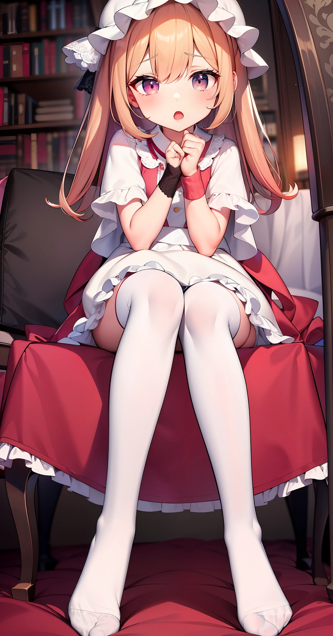 ultra-high-resolution，Best quality white stockings，Lace socks，Burpee socks，overknee socks，Exudes a cute and shy atmosphere。