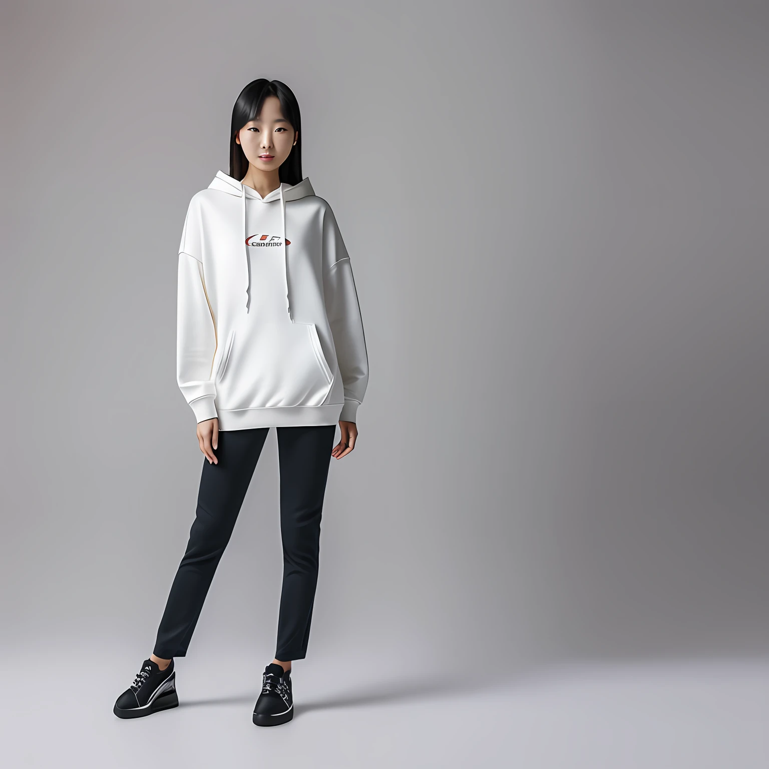 imageprompt:
Full body shot of a Chinese female model wearing a confortable Hoodies, standing in front of a white backdrop, portrait photo shot from a low angle using Canon EOS R5 camera with a standard lens to capture the model's entire output and showcase her height of 10cm-r9:16-V5 --auto