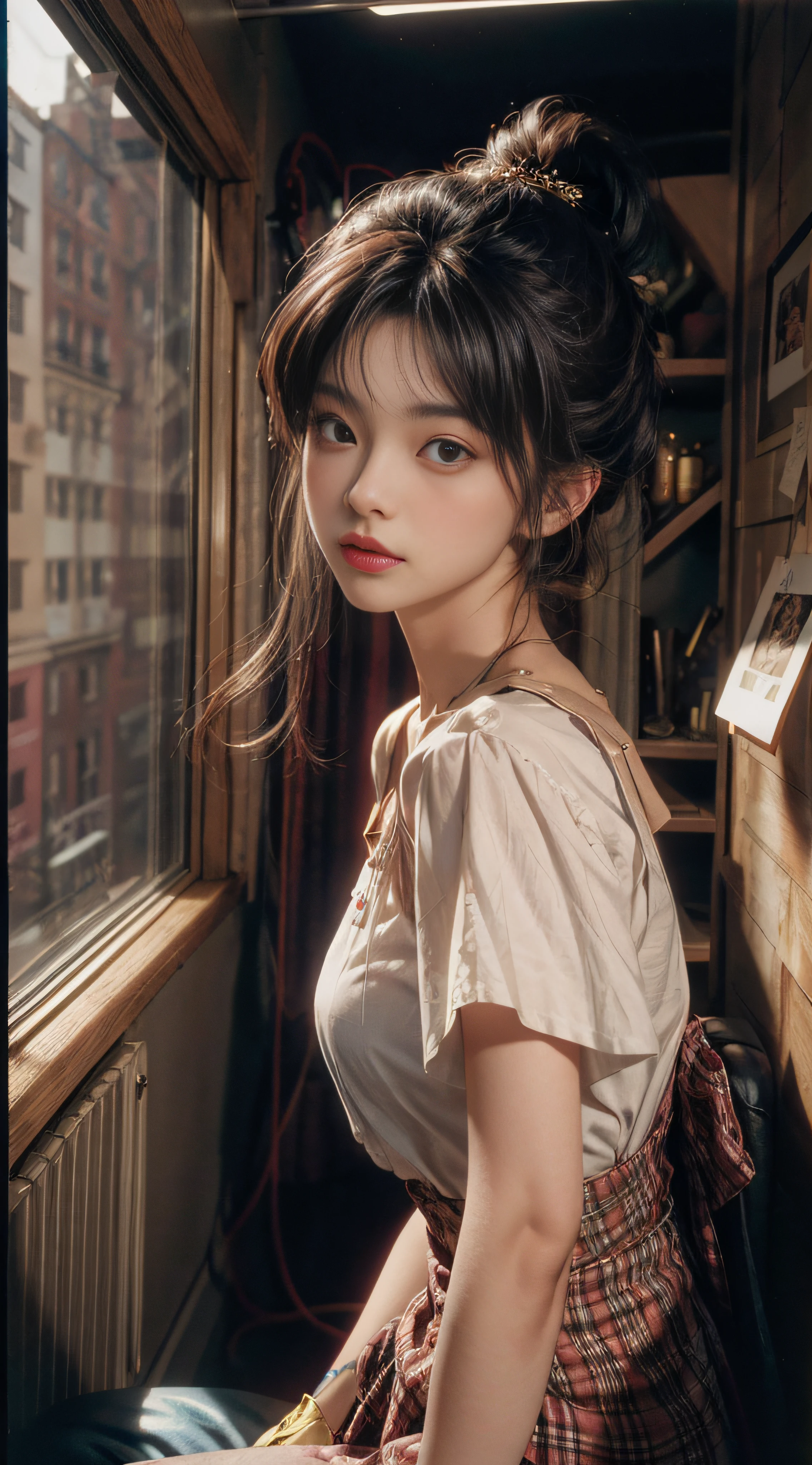 A picture of a stunning beautiful woman,Color film photographs,filmg,8K,OriginalPhotographs,