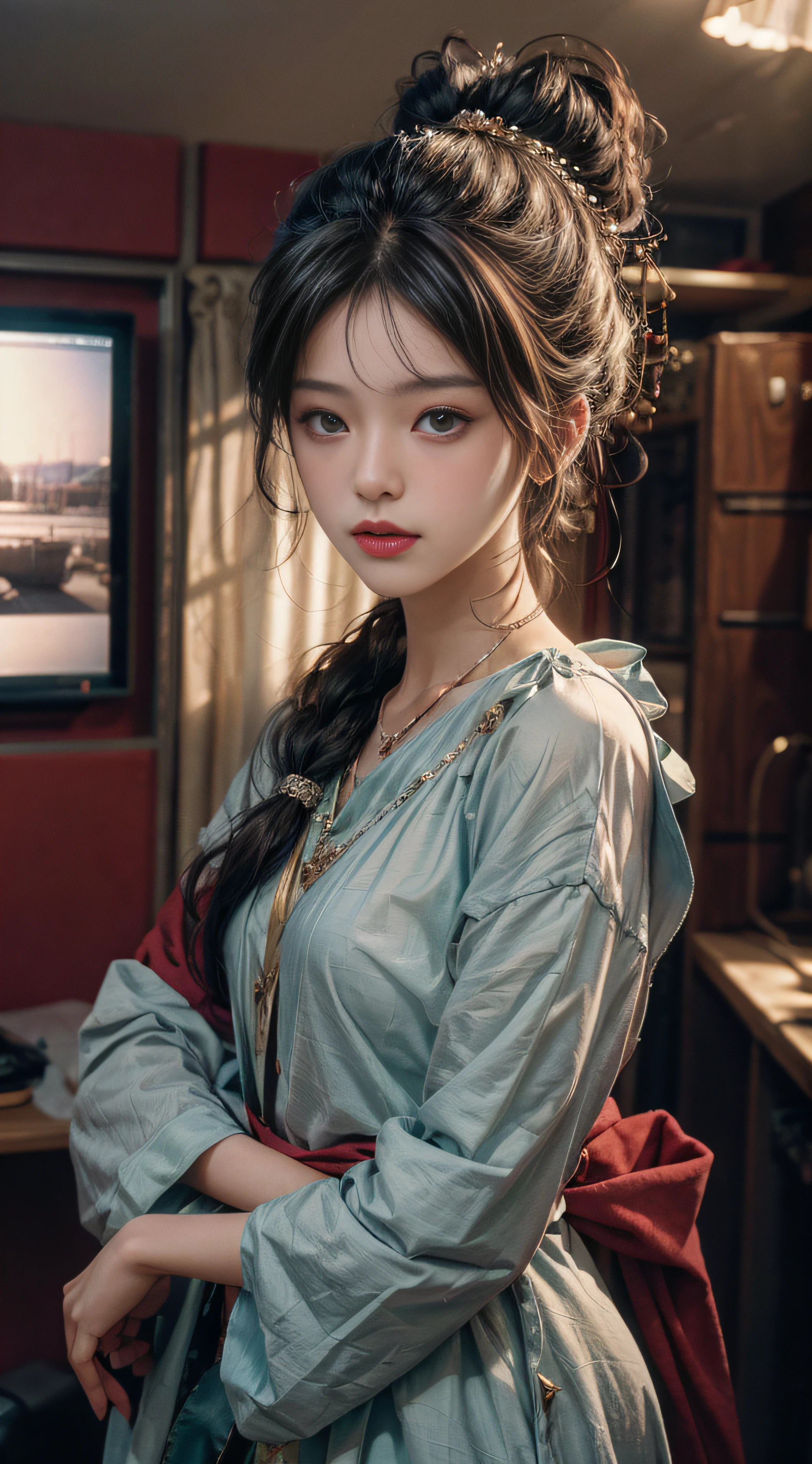 A picture of a stunning beautiful woman,Color film photographs,filmg,8K,OriginalPhotographs,