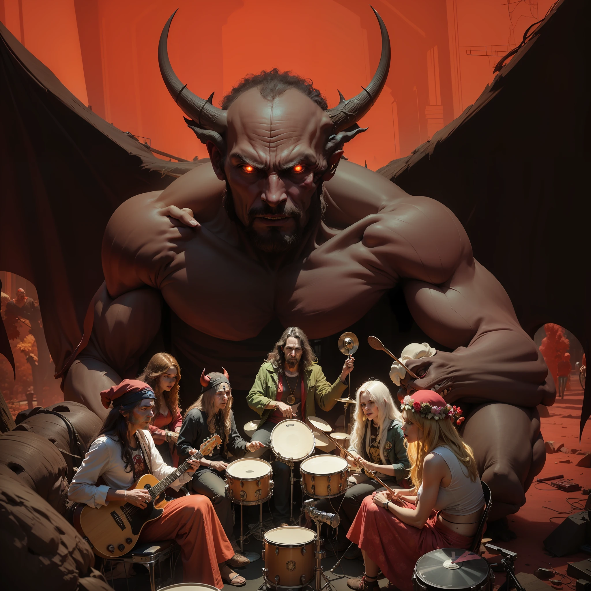 The devil is watching over all the Hippie drum circles in the worls