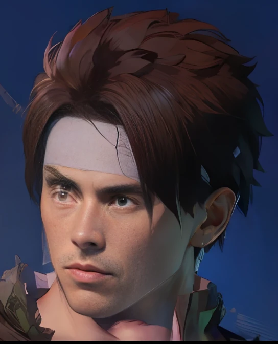 a close up of a person with a bandage on their head, masterpiece, best quality,  highly detailed,ultra-detailed,《The King of Fighters》role, 8K!