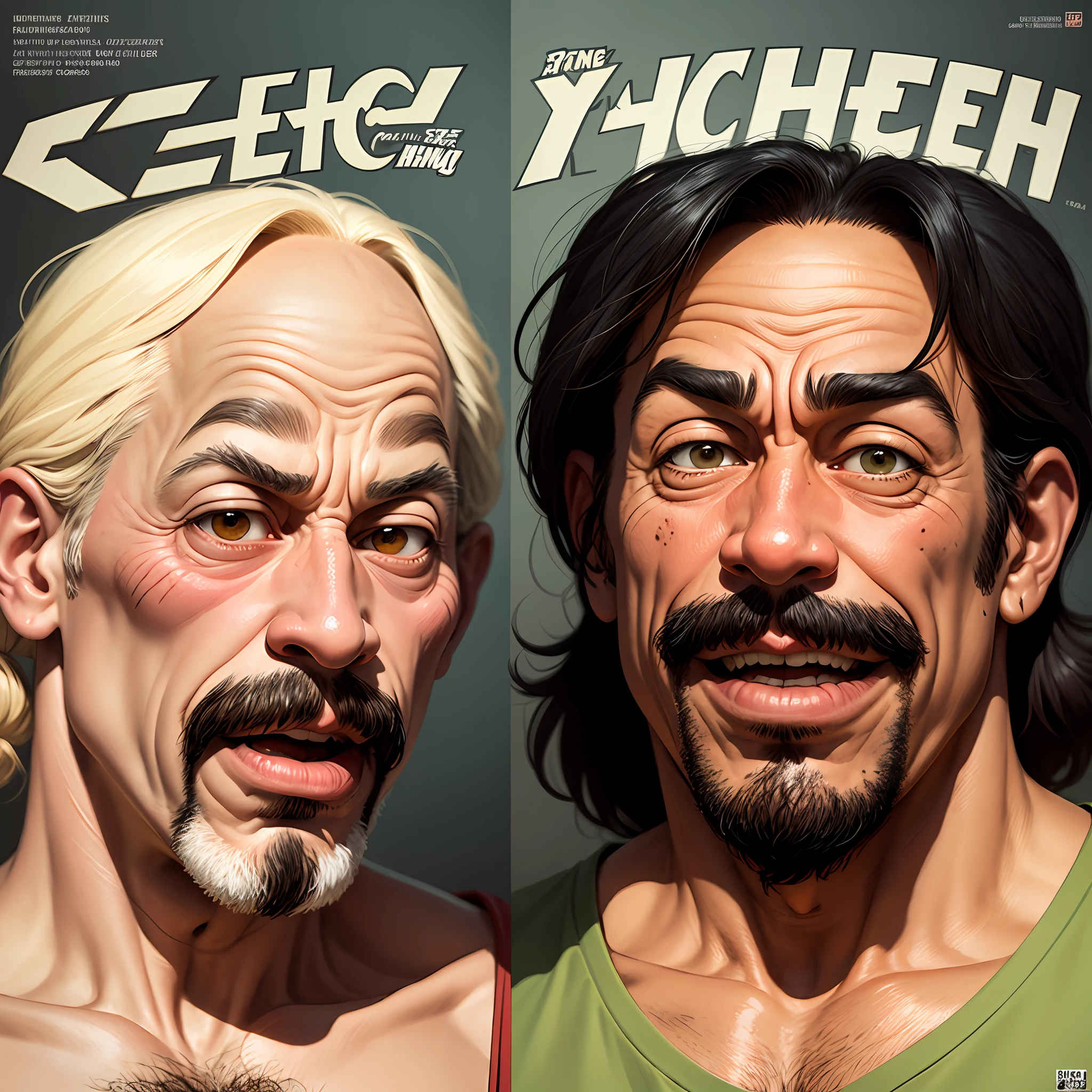 Cheech and Chong as caricatures in the style of underground comics by Frank Frazzeta R Crumb --auto