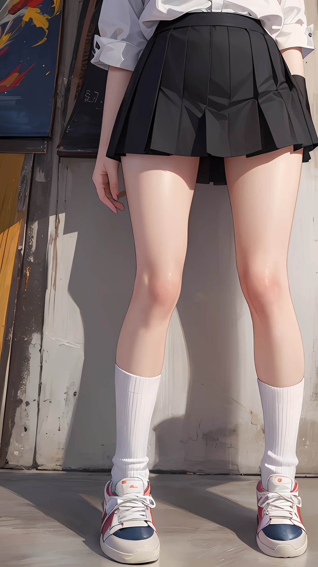 (optimal quality，16k, masterpaintings，ultra high def: 1.3) ，（extremely lifelike，真实感：1.3），solo，Korean beauty student，Salt outfit， JK school uniform，Slender legs --auto