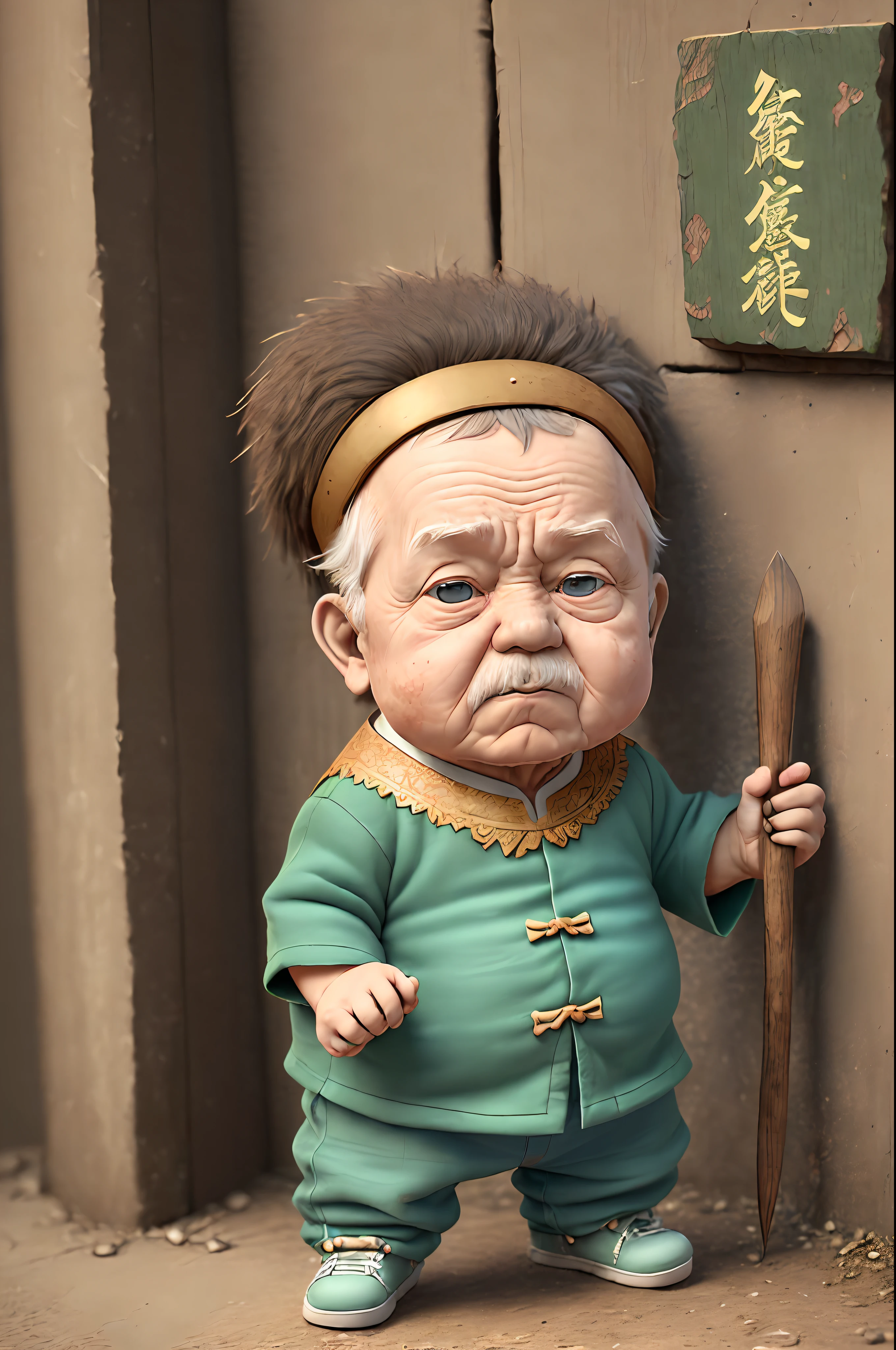 (CBZBB:1.25), Baby old man,The cutest illustrated portrait,Full body photo,to stand,Outside the Art Station, ...CGI_animated,Ancient Chinese style