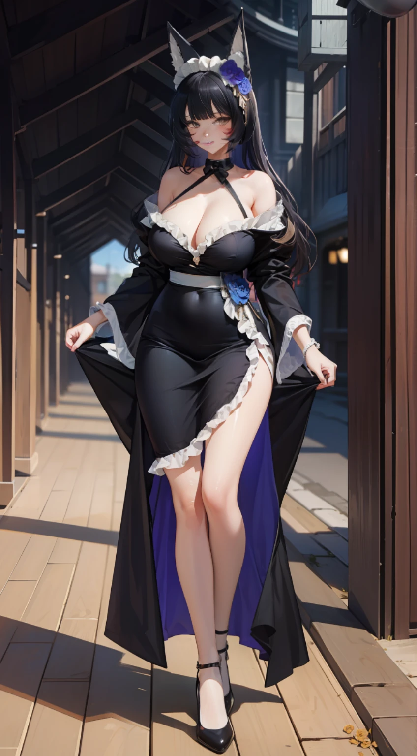 (masterpaintings,4K,ultra detaile:1.2),(animel:1.2),illustration,(photorealestic:1),(pphotorealistic:1),
Extremely delicate face,maid, to stand,Whole human body,oral-sexy,bigbreast,cleavage exposed, black lence stockings,talons,inside room(micro saia:1.5), black and white maid clothes,coiffed blonde hair, Curly hair, bangs, Asymmetrical hair, Long hair hanging to the ground, Flowering, Devil Eyes, crescent earrings, haughty, god light, shadowed, ultra high def, 巨作, Anatomically correct, super detaill, High details, High quality, high resolucion