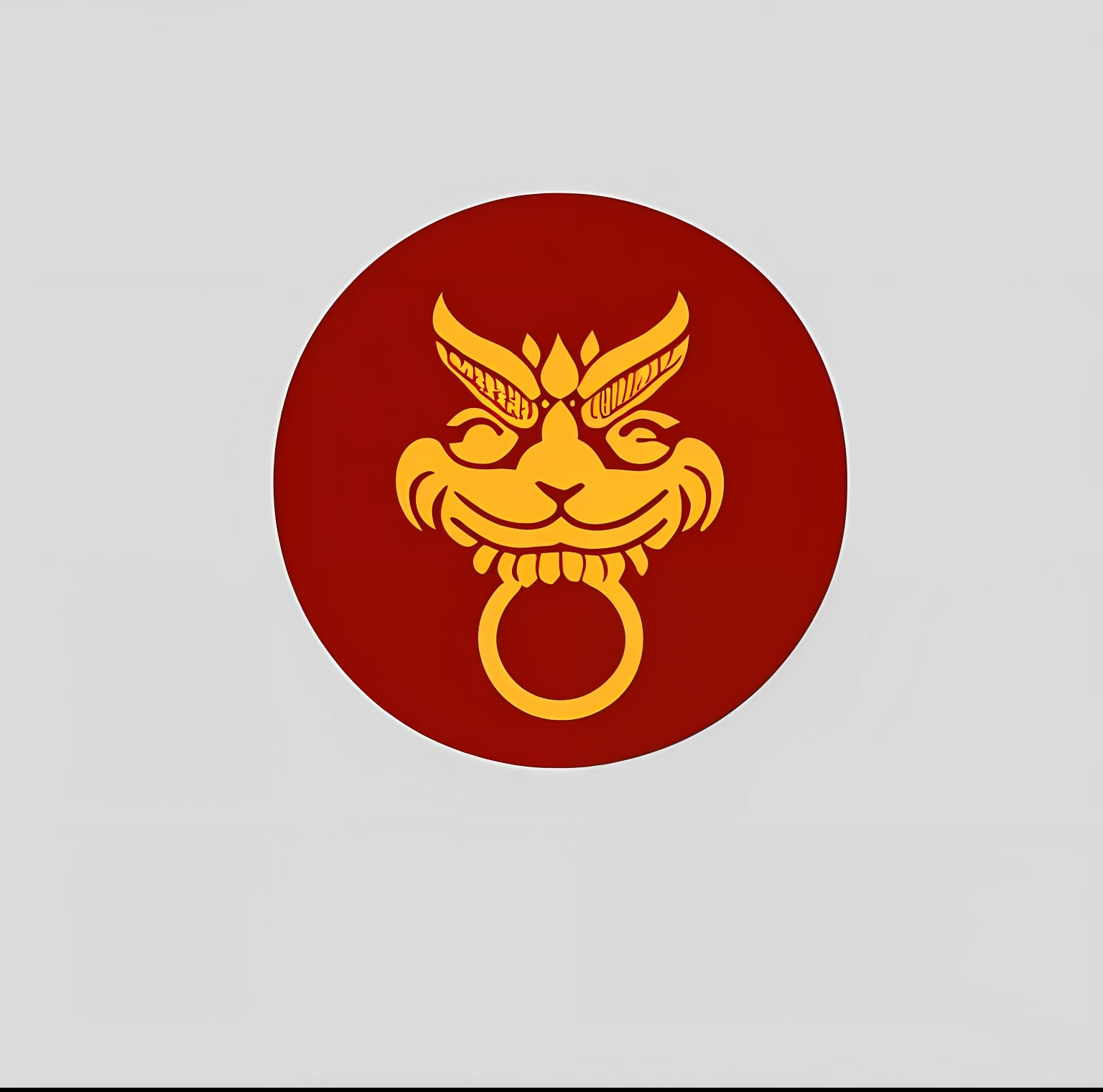 Close-up of red and yellow circles,There is a mythical monster on it,China-style,myth,tradit