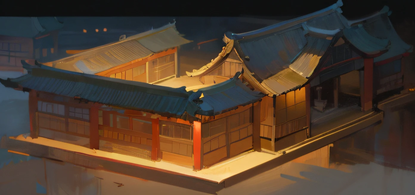 there is a model of a building with a roof and a window, japanese mature. voluminetric lighting, Beautiful rendering of the Tang Dynasty, inspired by Tōshi Yoshida, makoto sinkai, andreas rocha style, high-details, traditional japanese concept art, akihiko yoshida. Unreal Engine, Ancient Japanese architecture, lighting study, rendered lighting